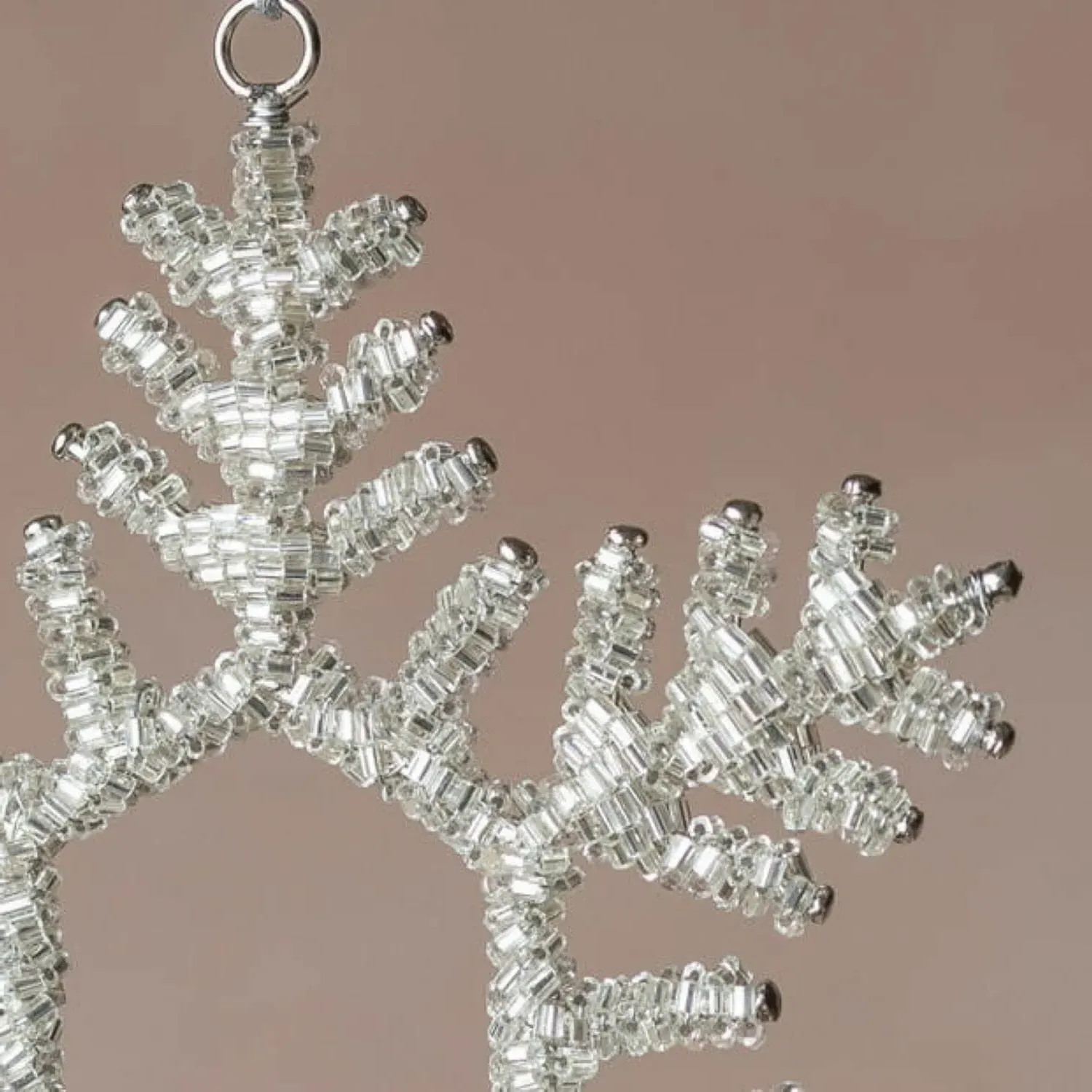 Silver Beaded Snowflake Christmas Tree Decoration