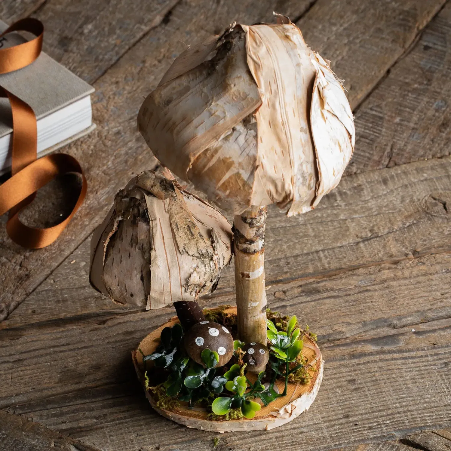 Silver Birch Toadstool Decoration