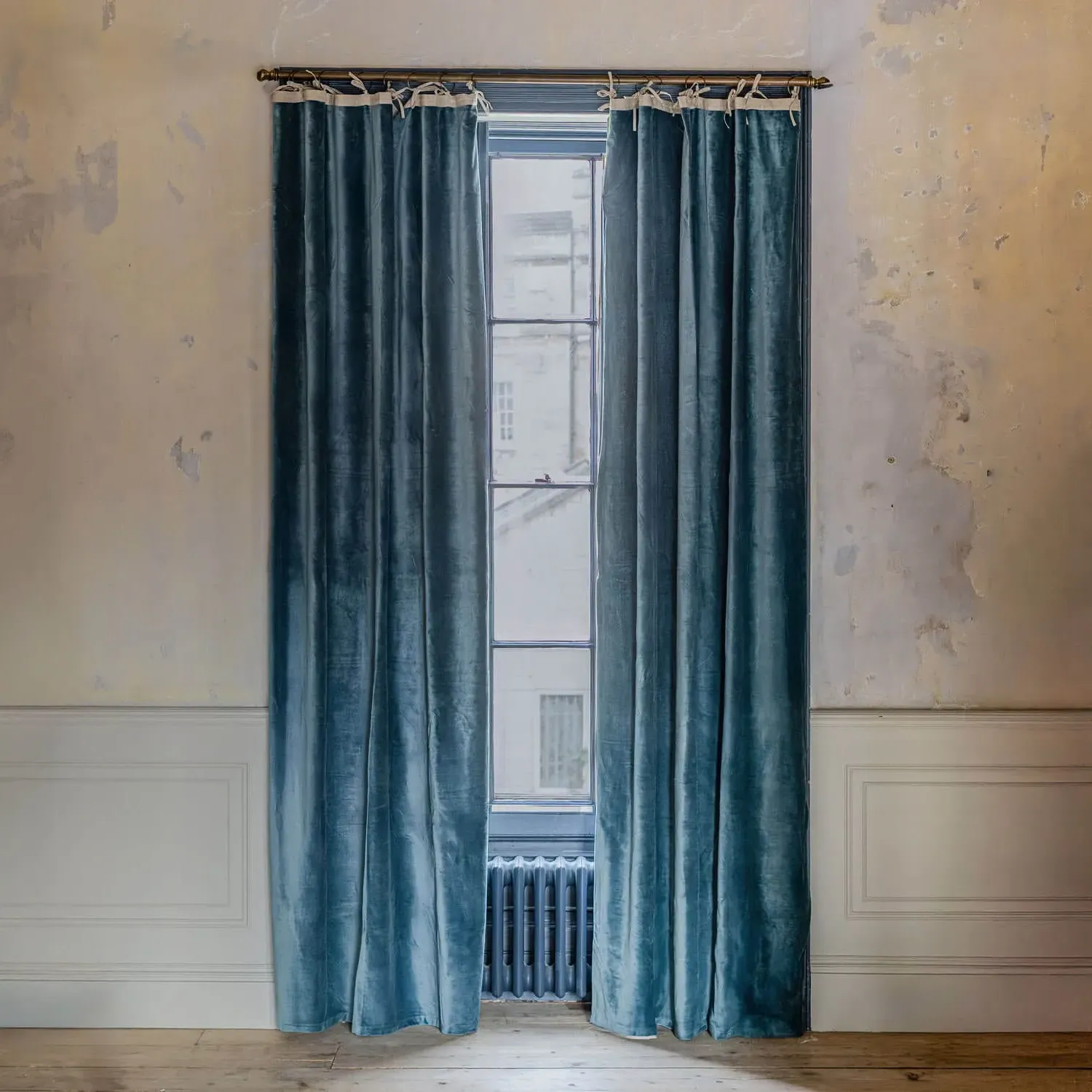 Single Curtain 140 x 228cm - Smoke Blue, Velvet