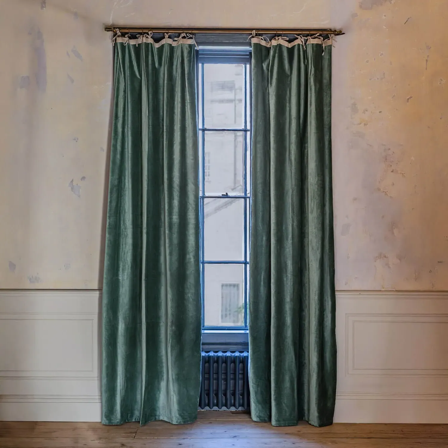 Single Curtain - Dark Sage Green, Velvet image
