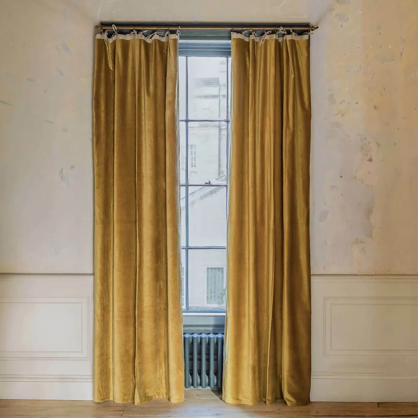 Single Curtain - Mustard Yellow, Velvet