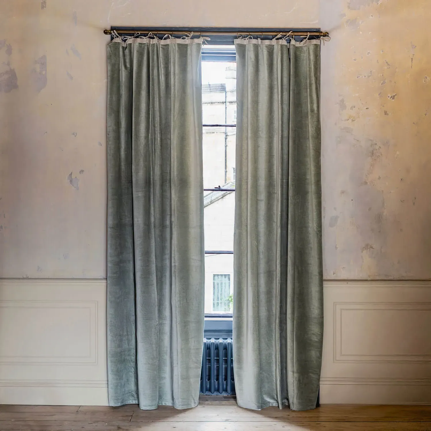 Single Curtain - Pale Sage, Velvet image