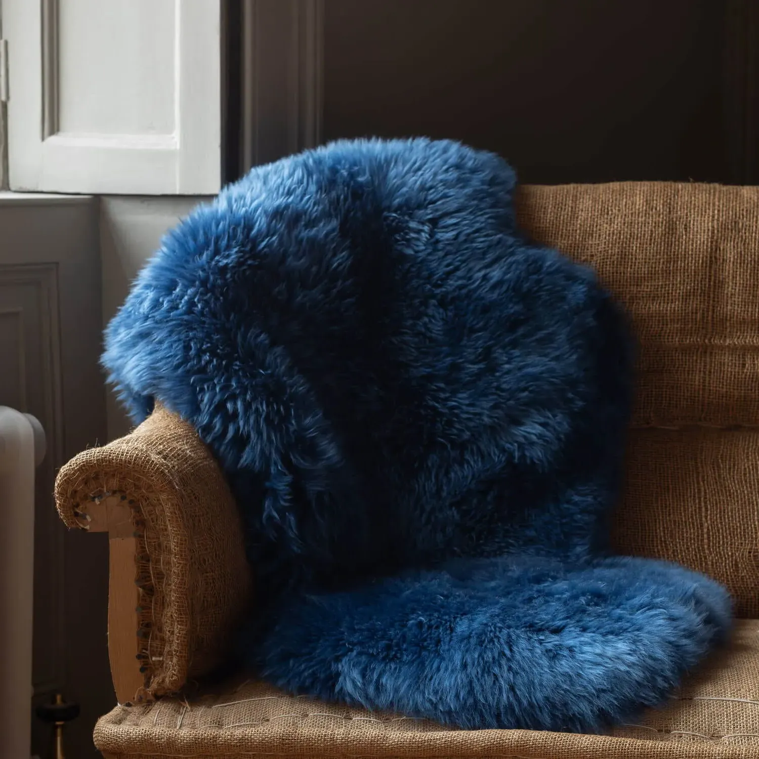 Single Sheepskin Rug - Cobalt Blue