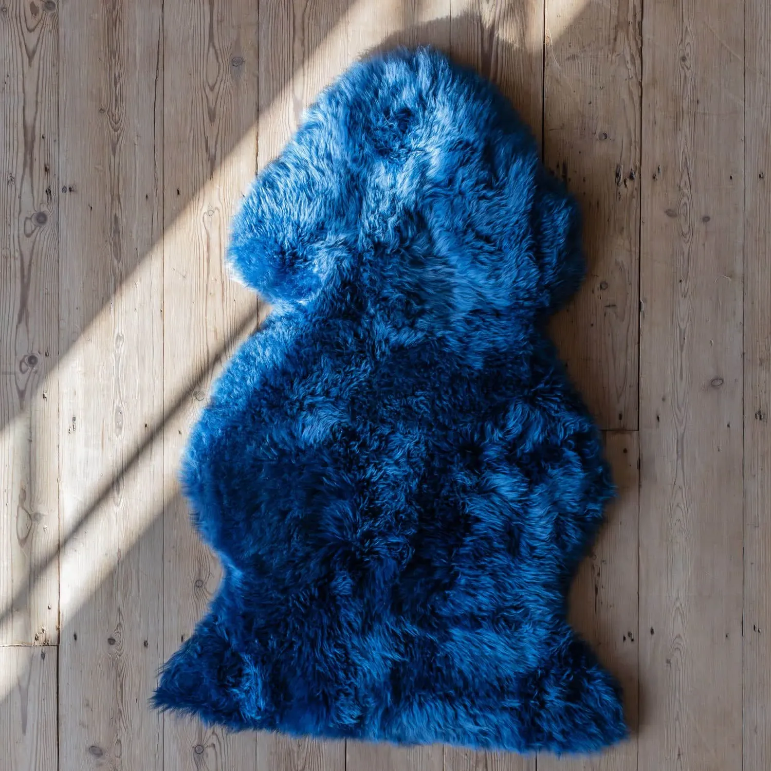 Single Sheepskin Rug - Cobalt Blue image