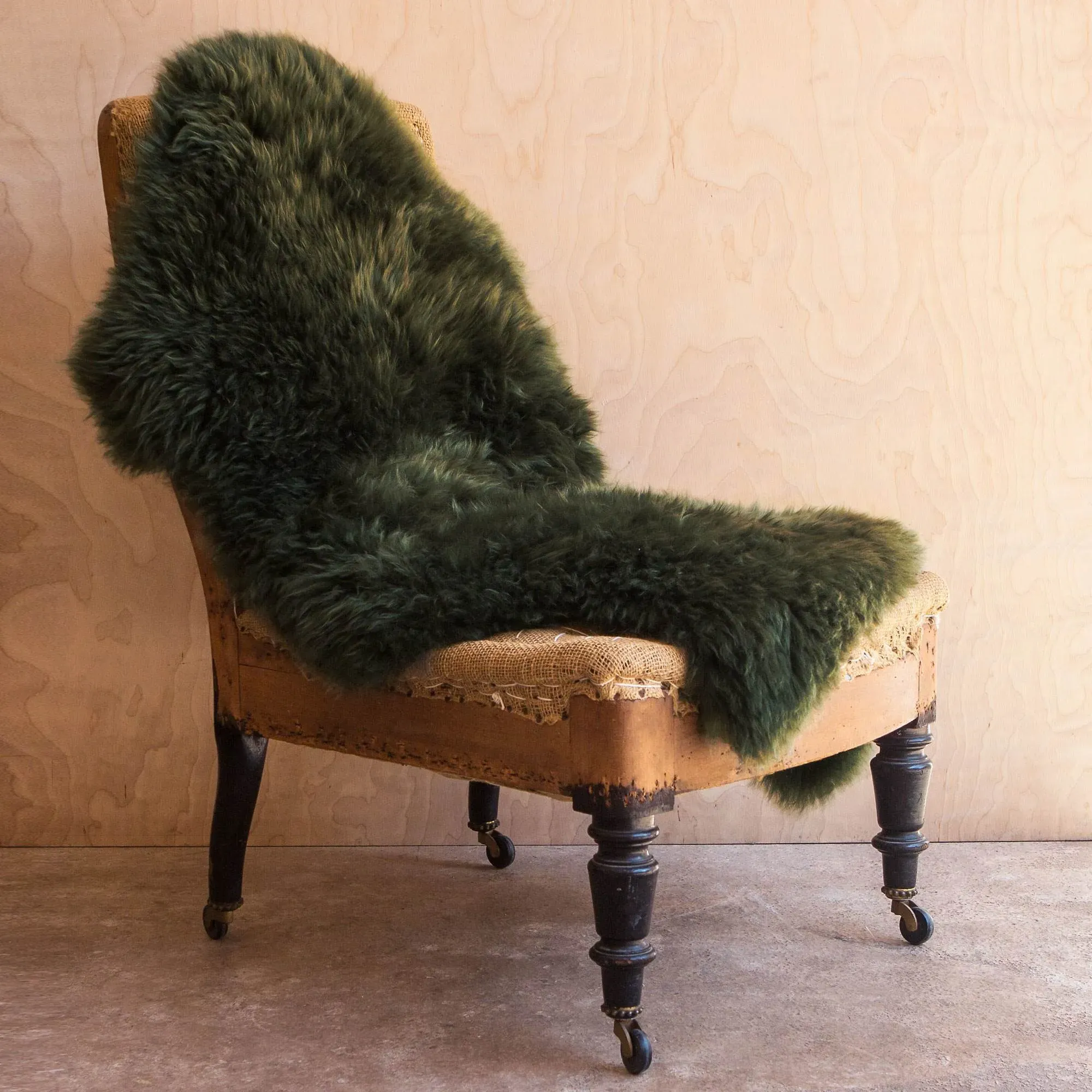 Single Sheepskin Rug - Moss Green
