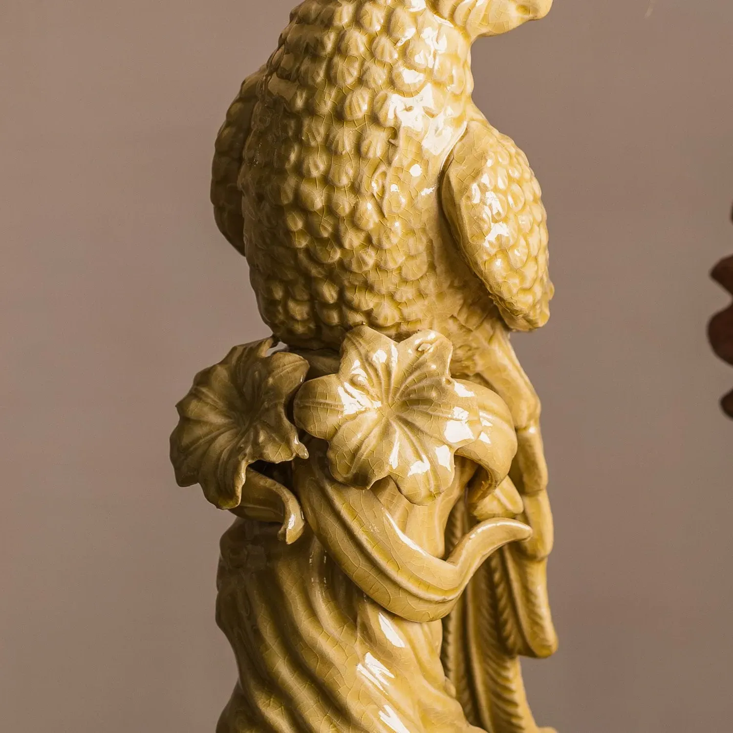 Sitting Bird Ornament - Ochre, Ceramic