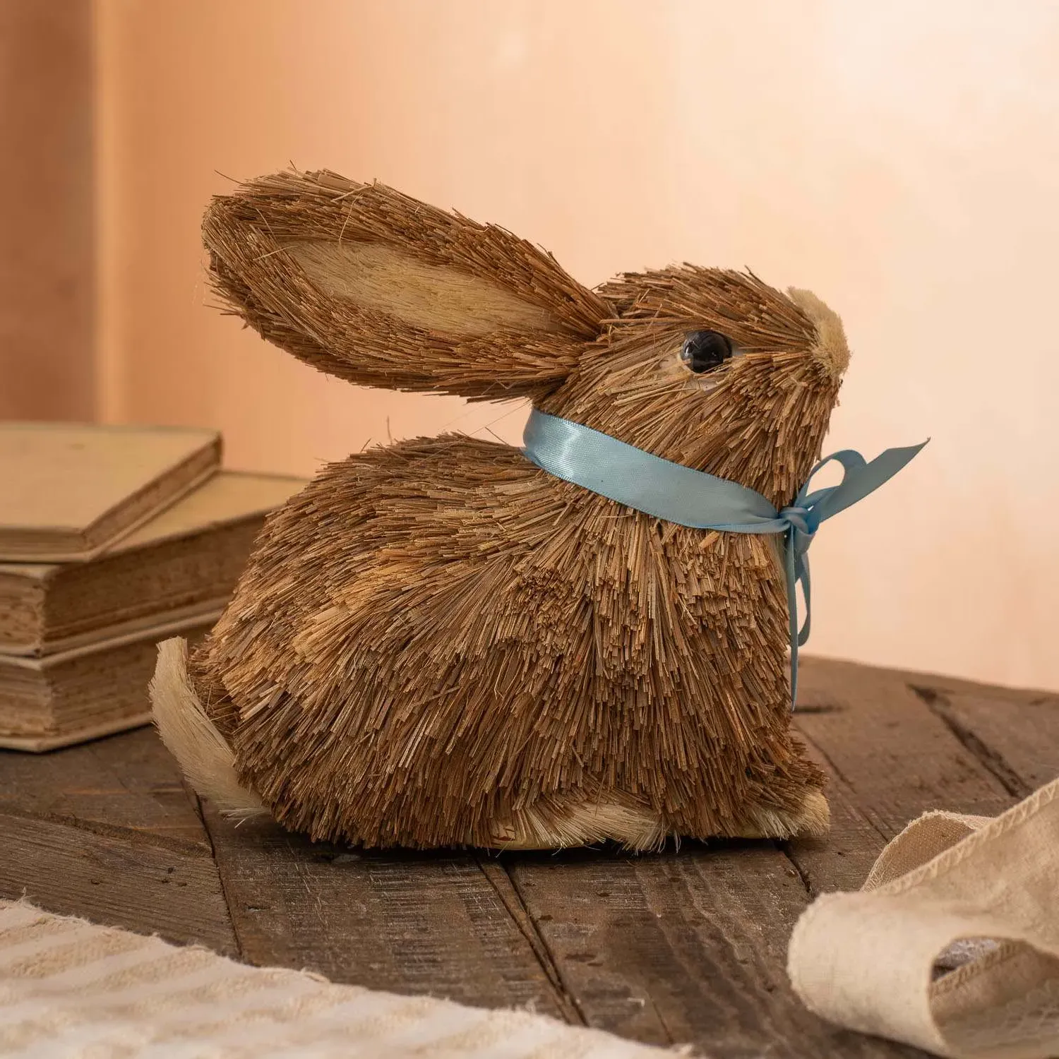 Sitting Pretty Bunny Ornament - Straw
