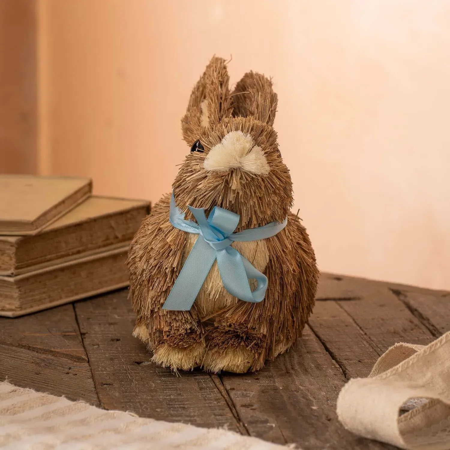 Sitting Pretty Bunny Ornament - Straw