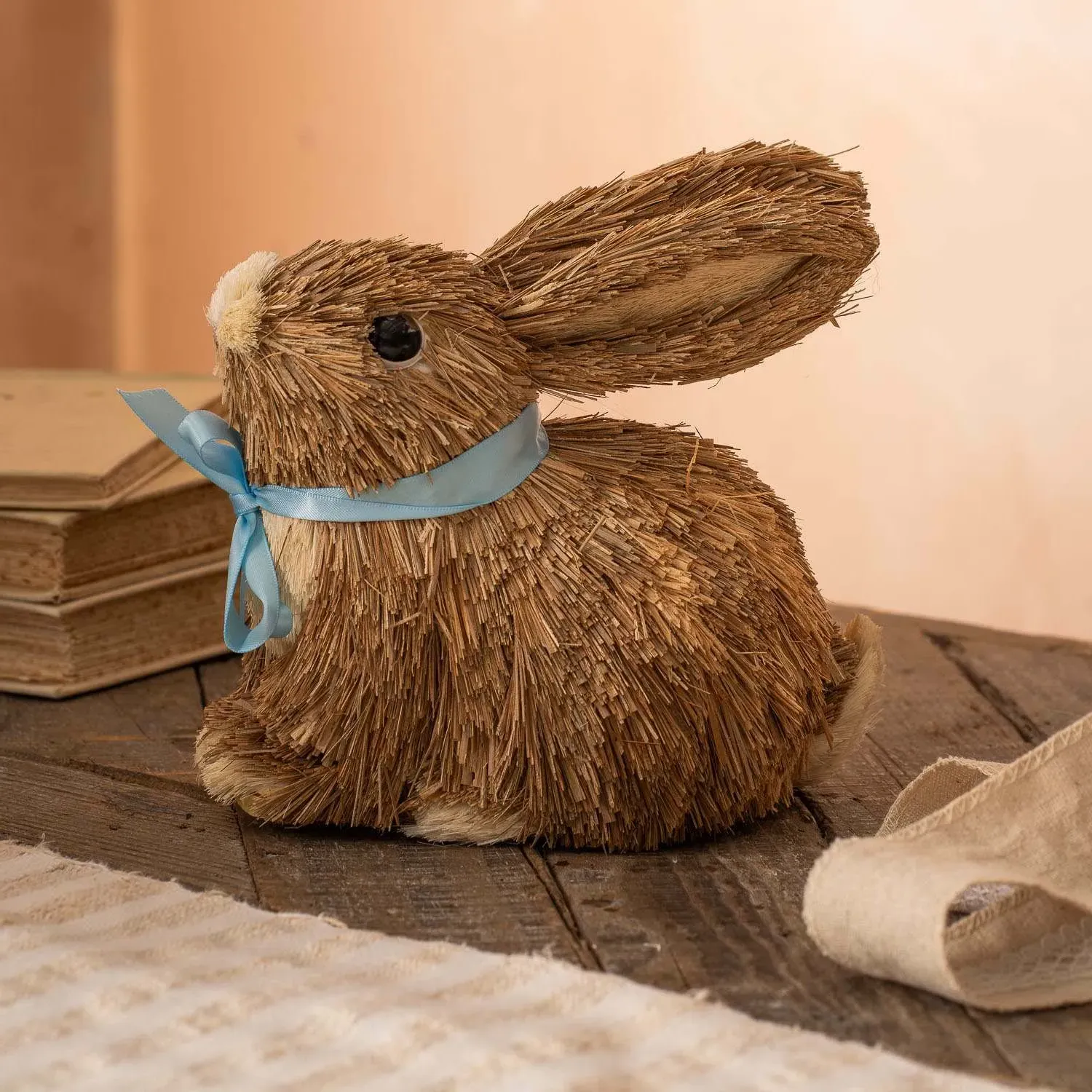 Sitting Pretty Bunny Ornament - Straw image