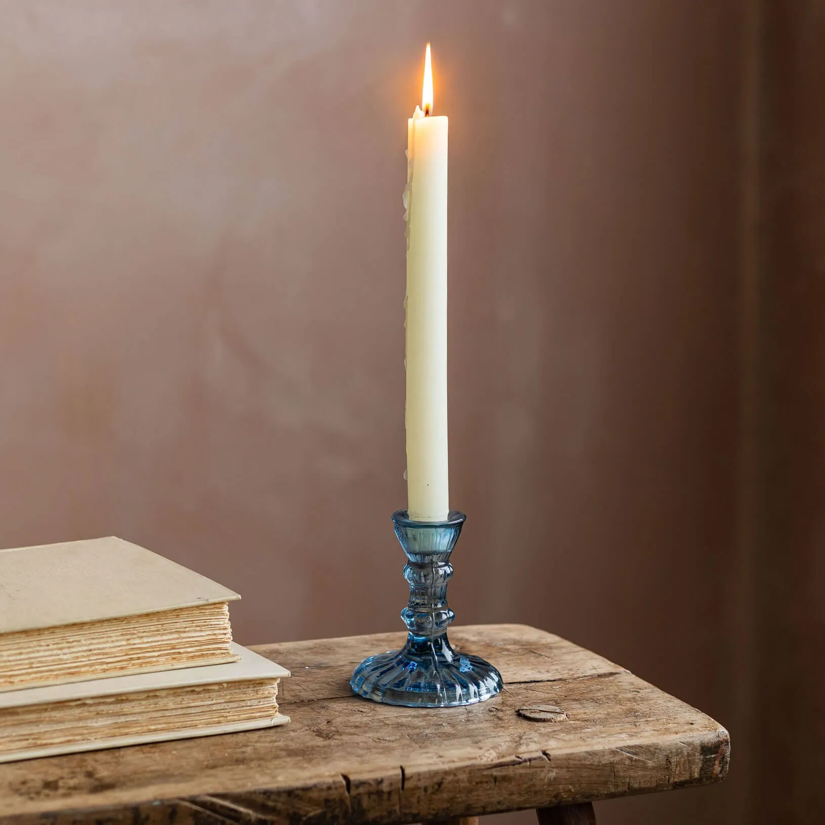 Small Candle Holder - Light Blue, Glass