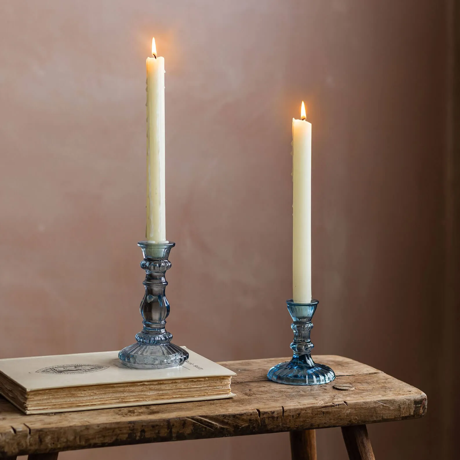 Small Candle Holder - Light Blue, Glass image