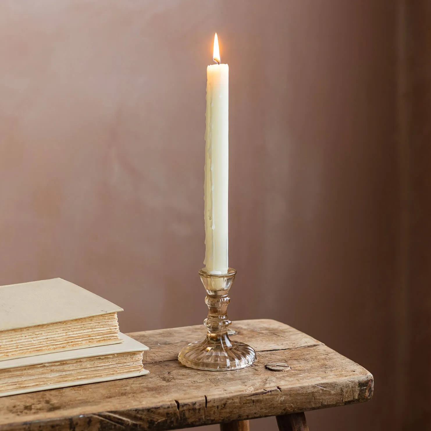 Small Candle Holder - Light Peach, Glass