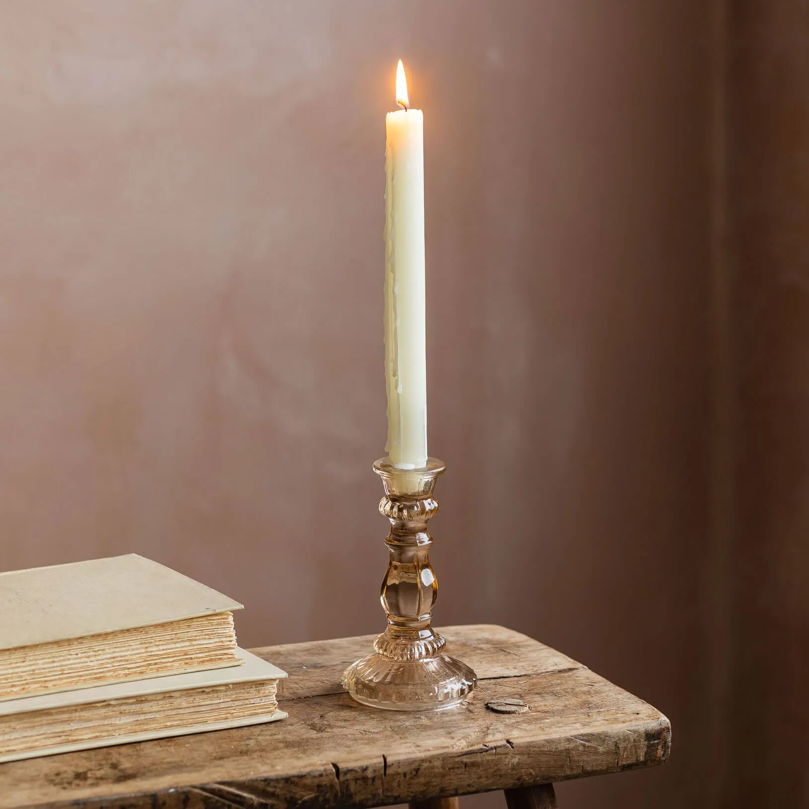 Small Candle Holder - Light Peach, Glass