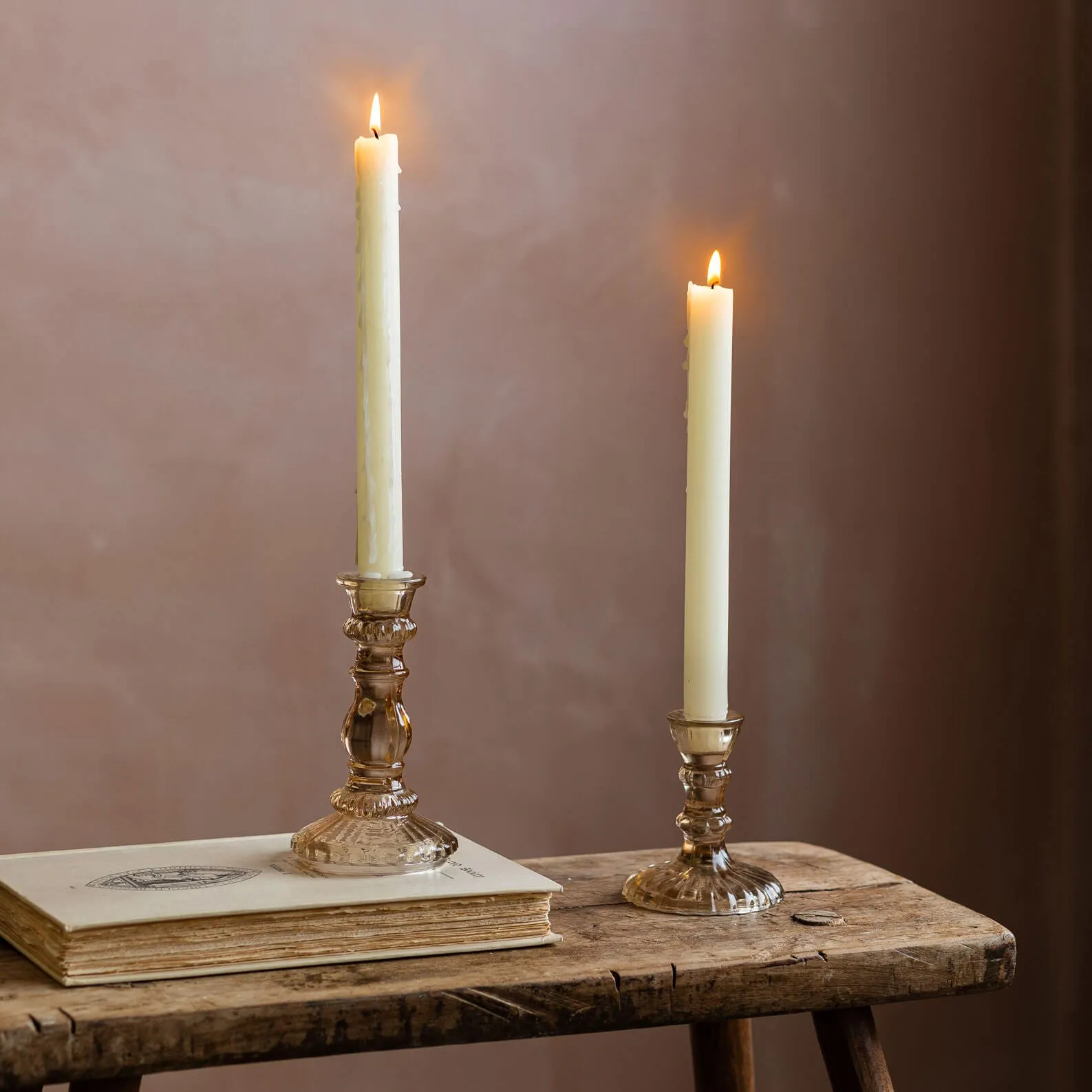 Small Candle Holder - Light Peach, Glass image