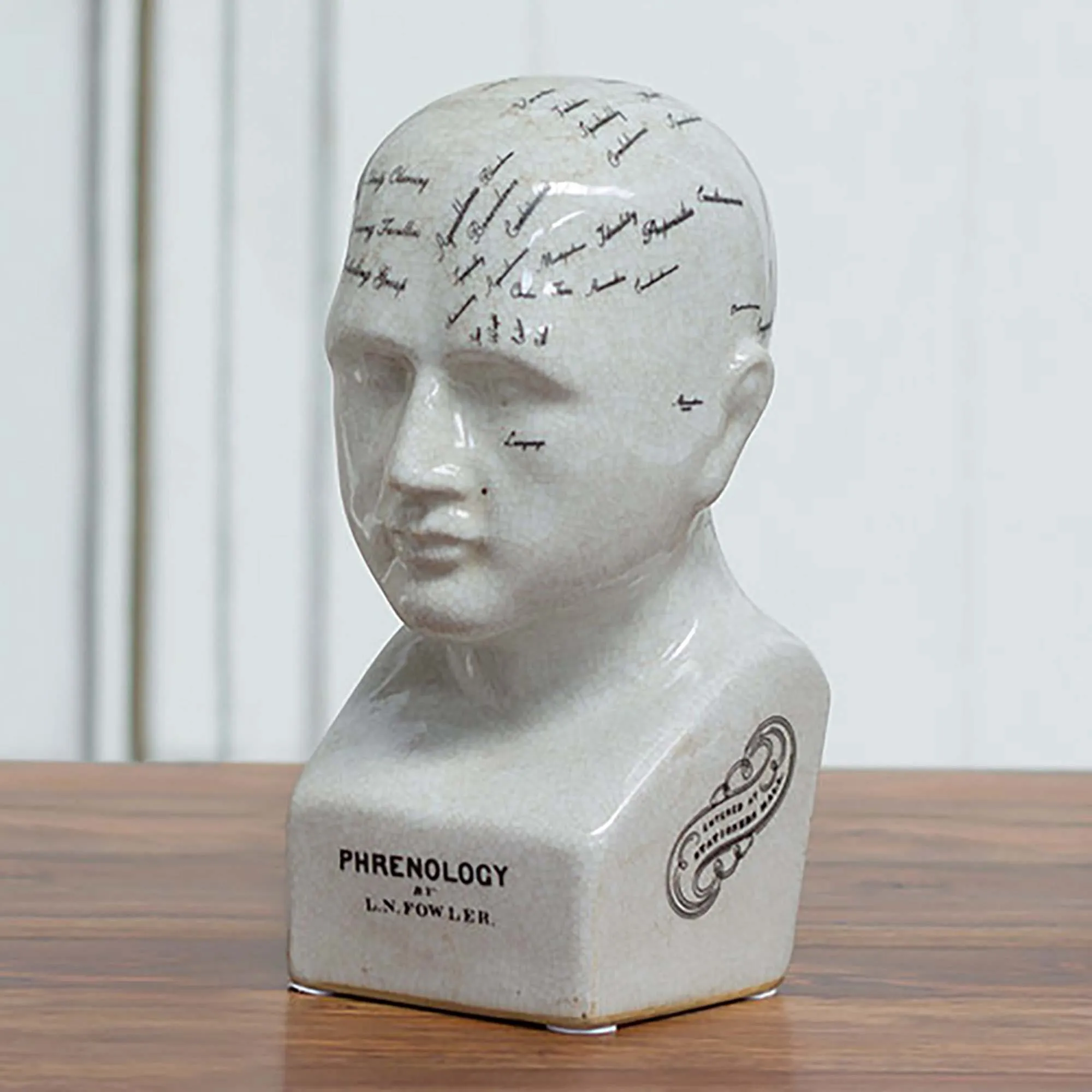 Small Ceramic Phrenology Head - Grey