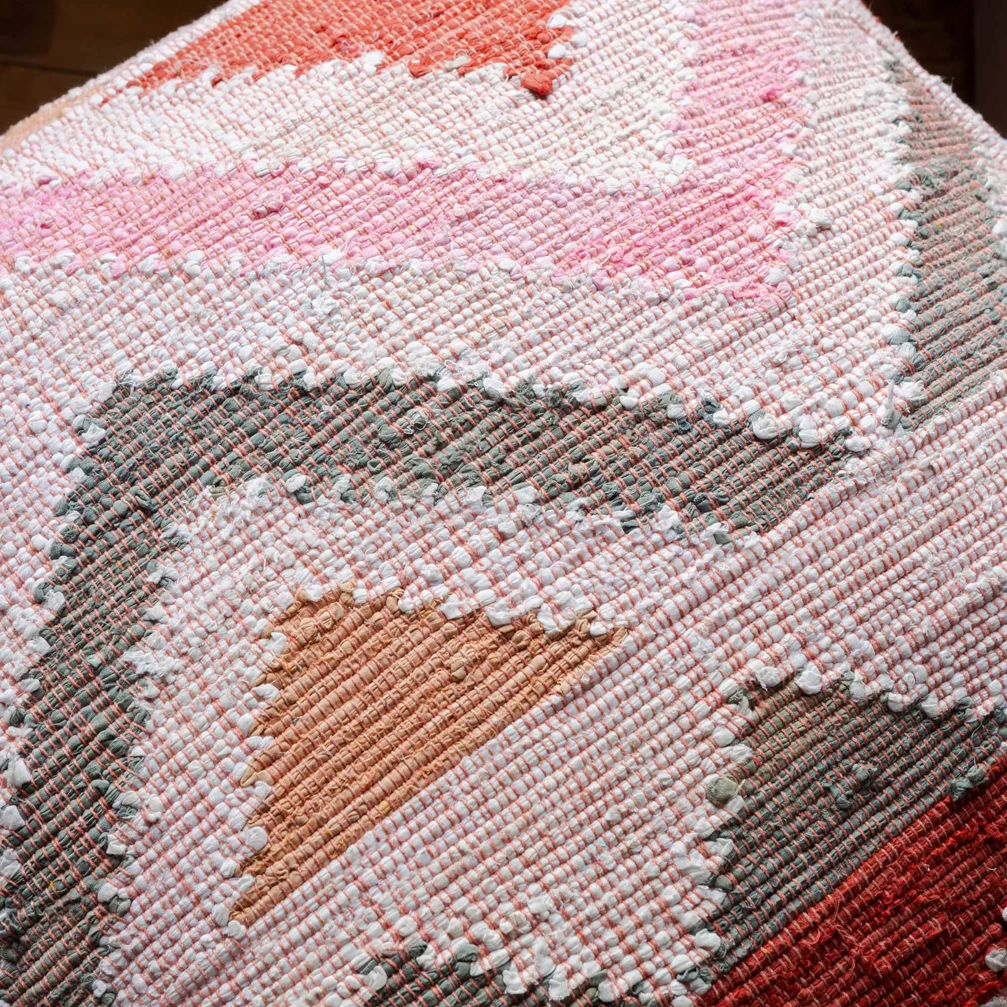 Small Chindi Rag Rug Pouffe