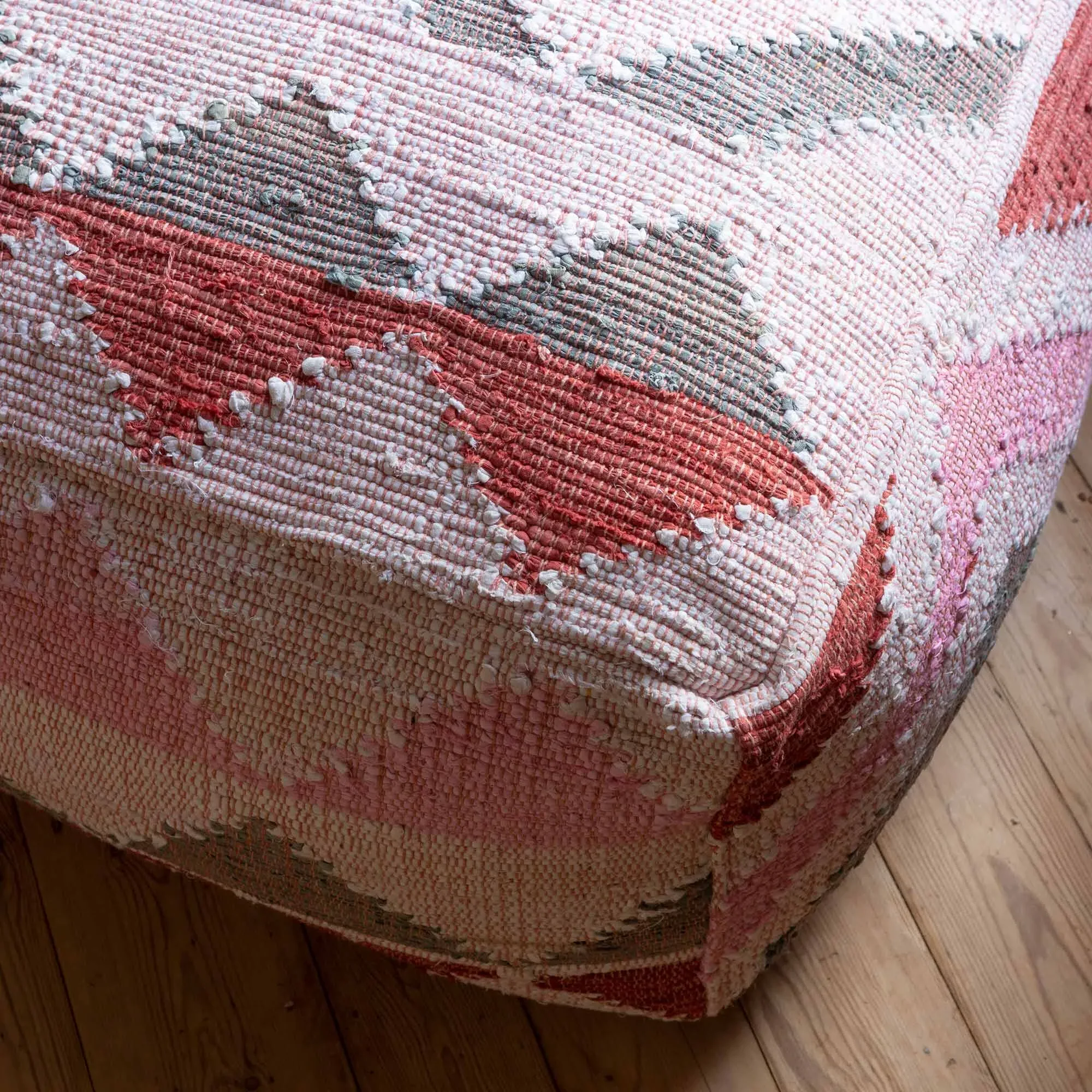 Small Chindi Rag Rug Pouffe