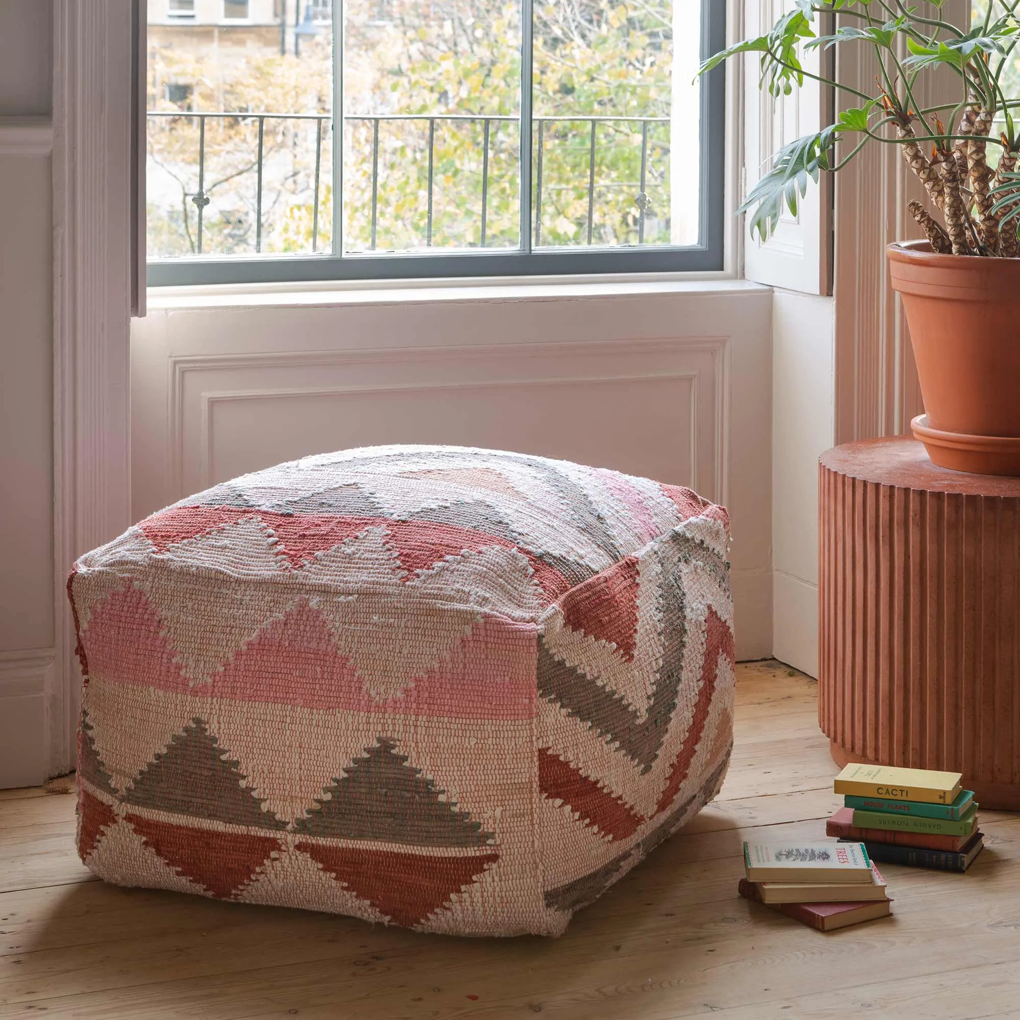 Small Chindi Rag Rug Pouffe image