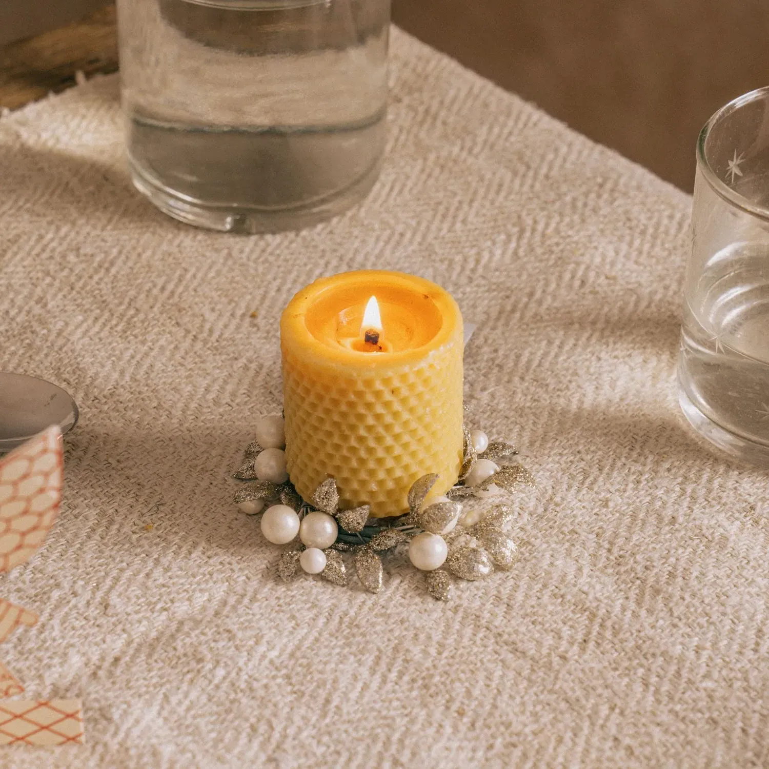 Small Glitter & Pearl Candle Ring image