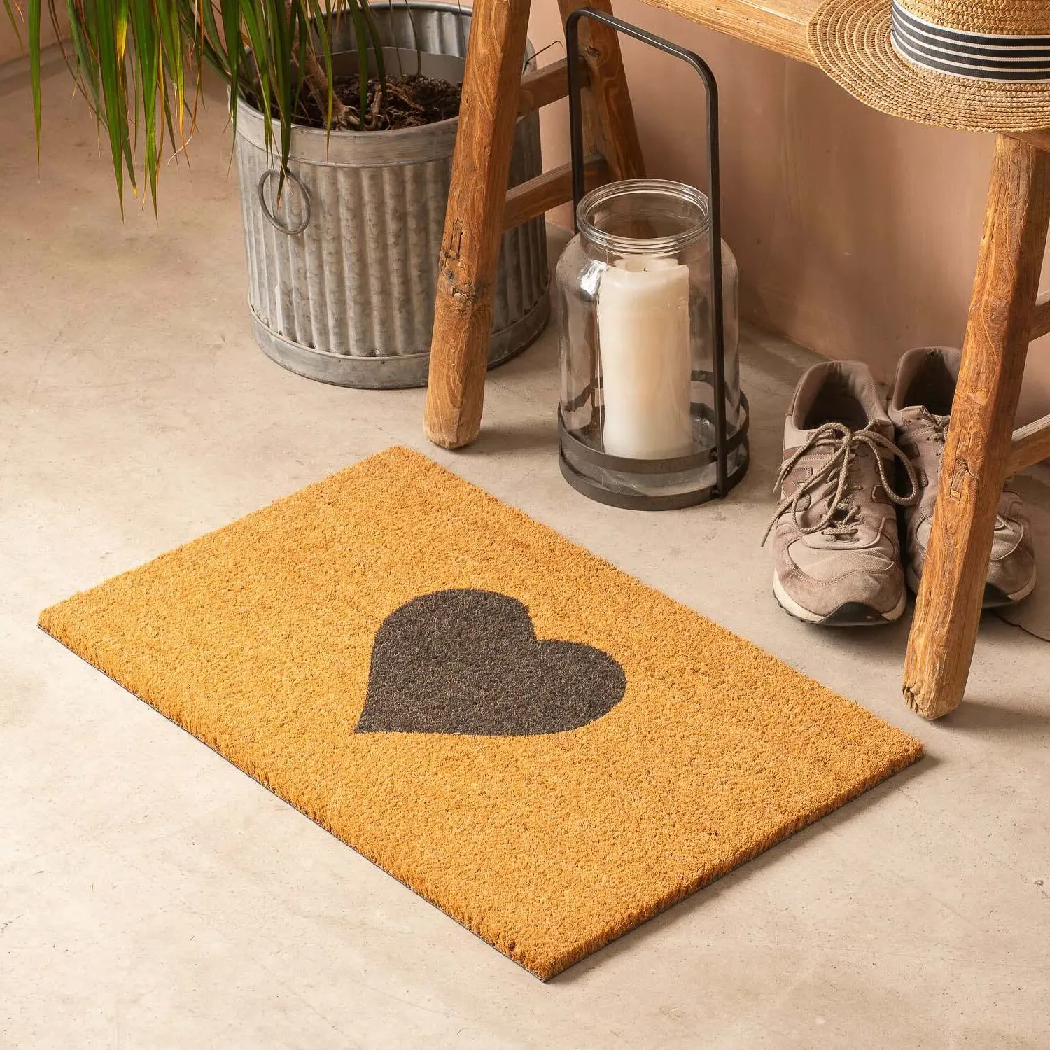 Small Heart Doormat - Natural, Coir image