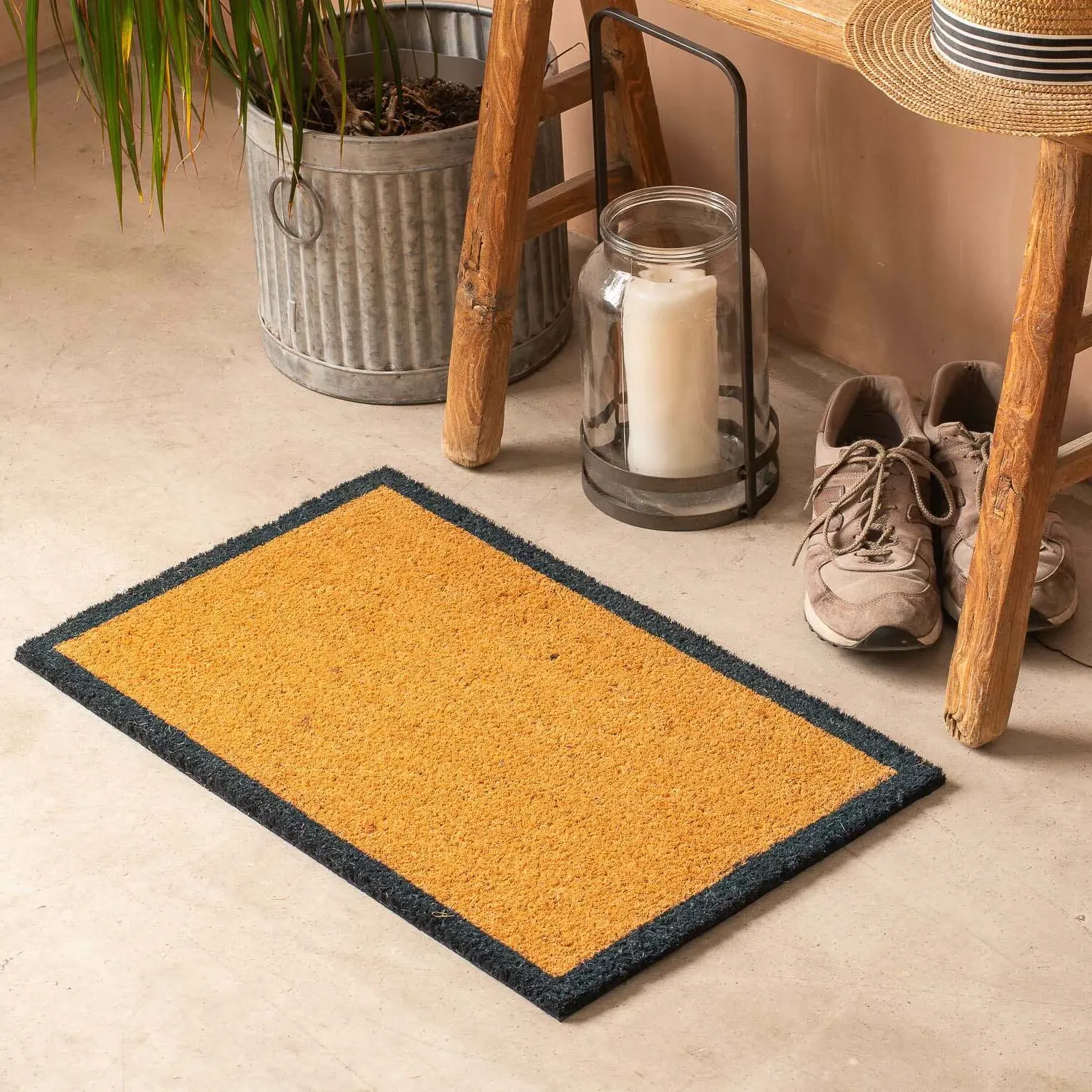 Small Ink Border Doormat - Blue, Coir image
