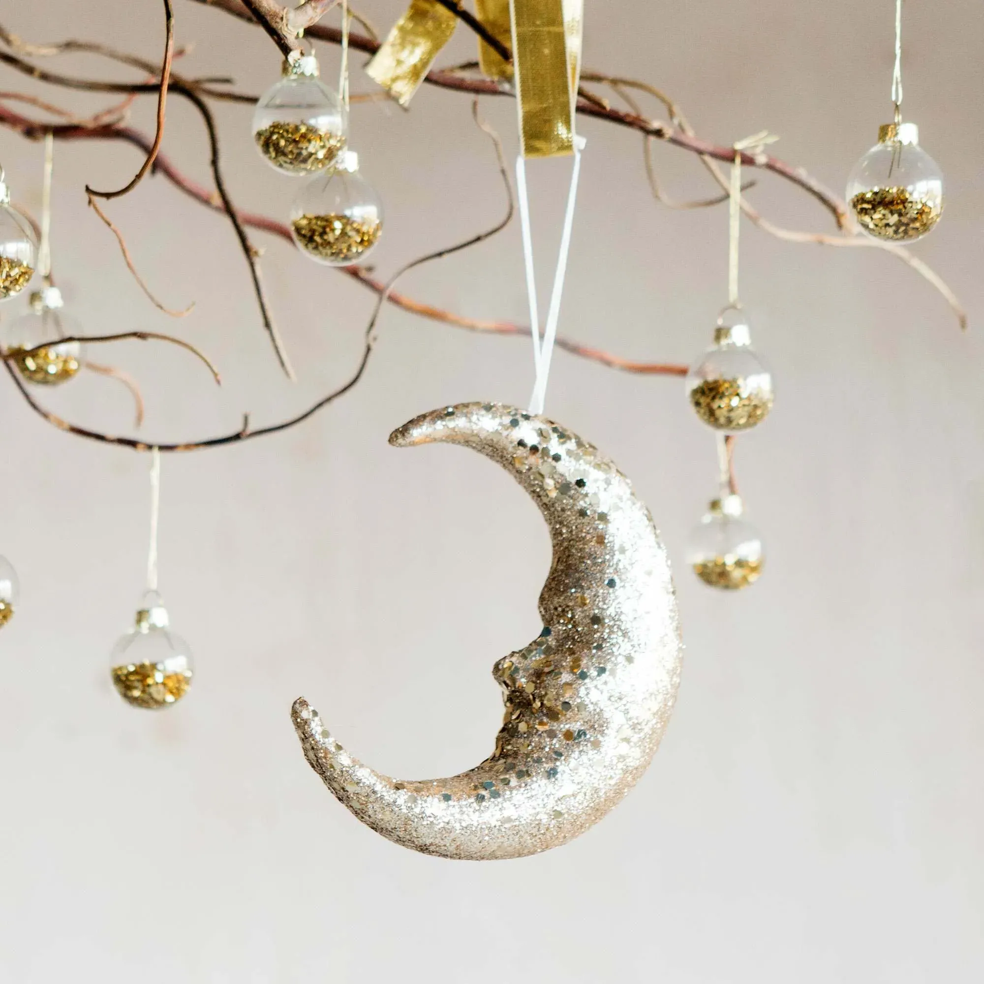 Small Moon Decoration - Gold Glitter image