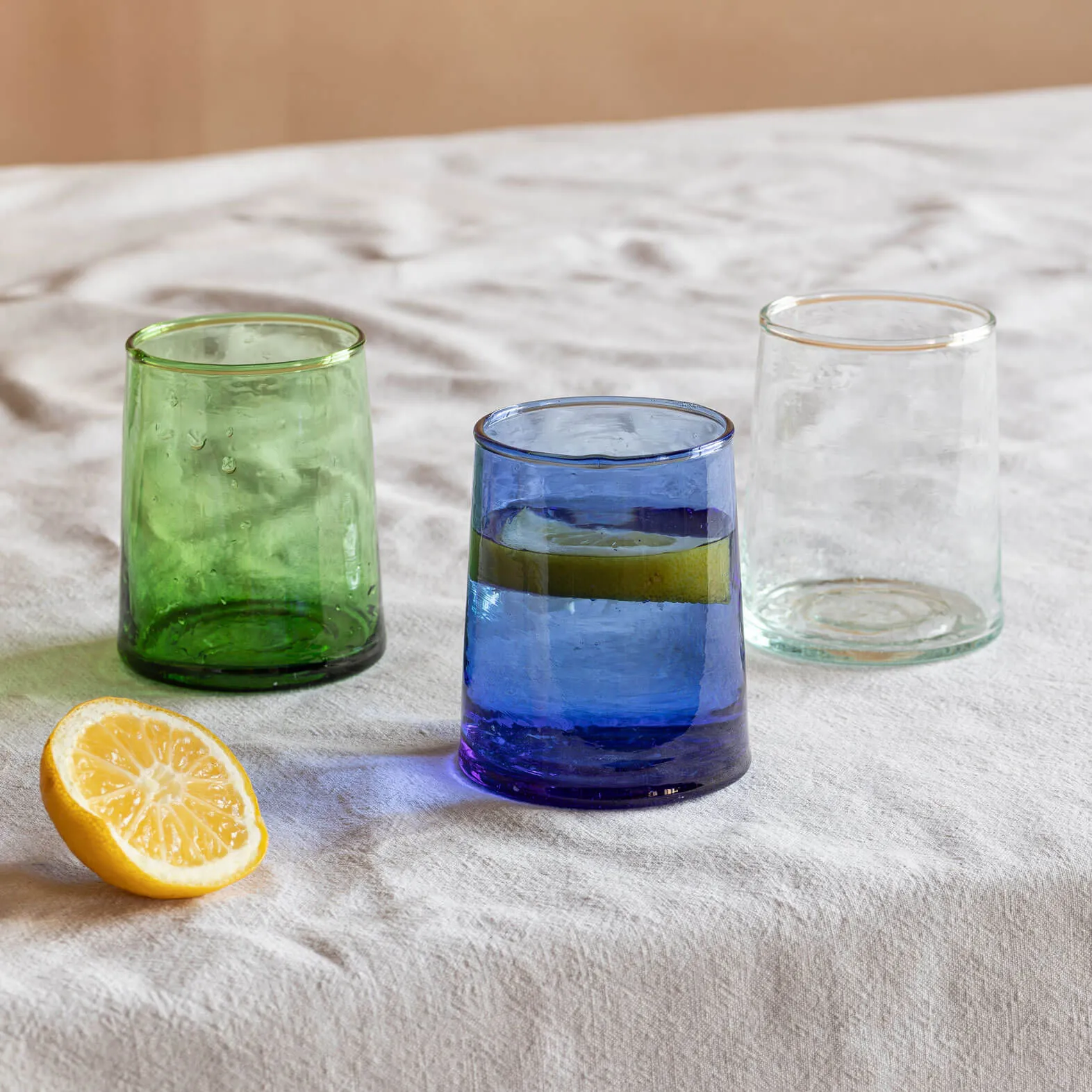 Small Moroccan Water Glass - Clear, Recycled Glass