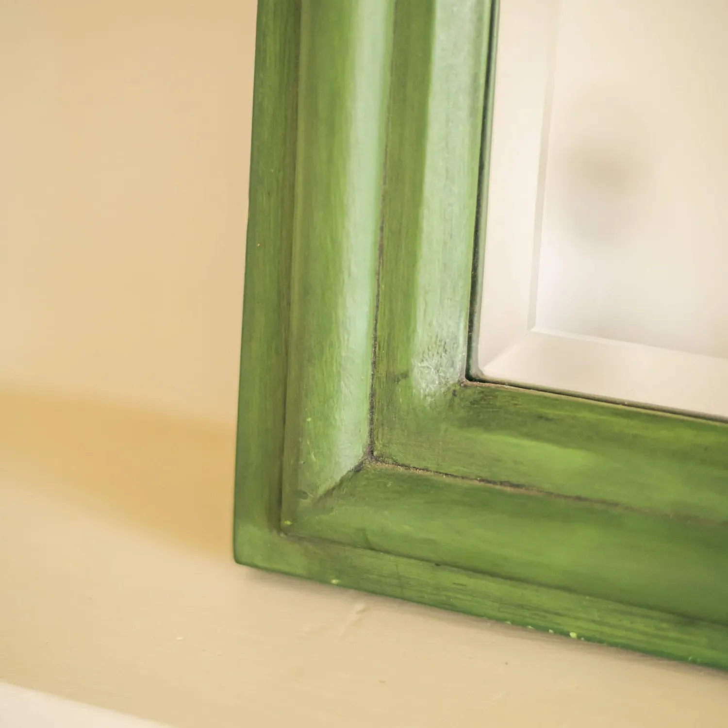 Small Rectangular Wall Mirror - Green, Mango Wood