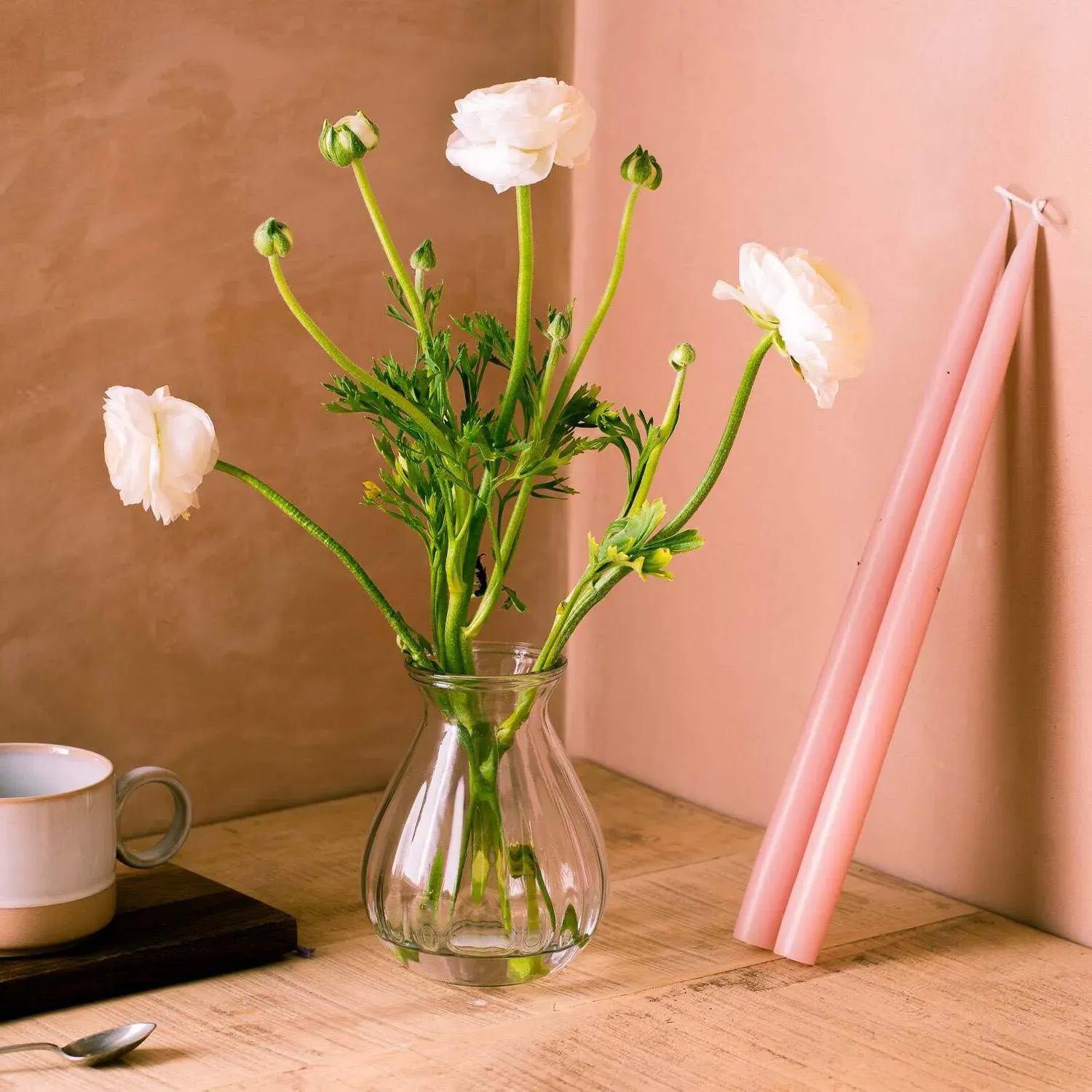 Small Ribbed Posy Vase - Clear Glass image