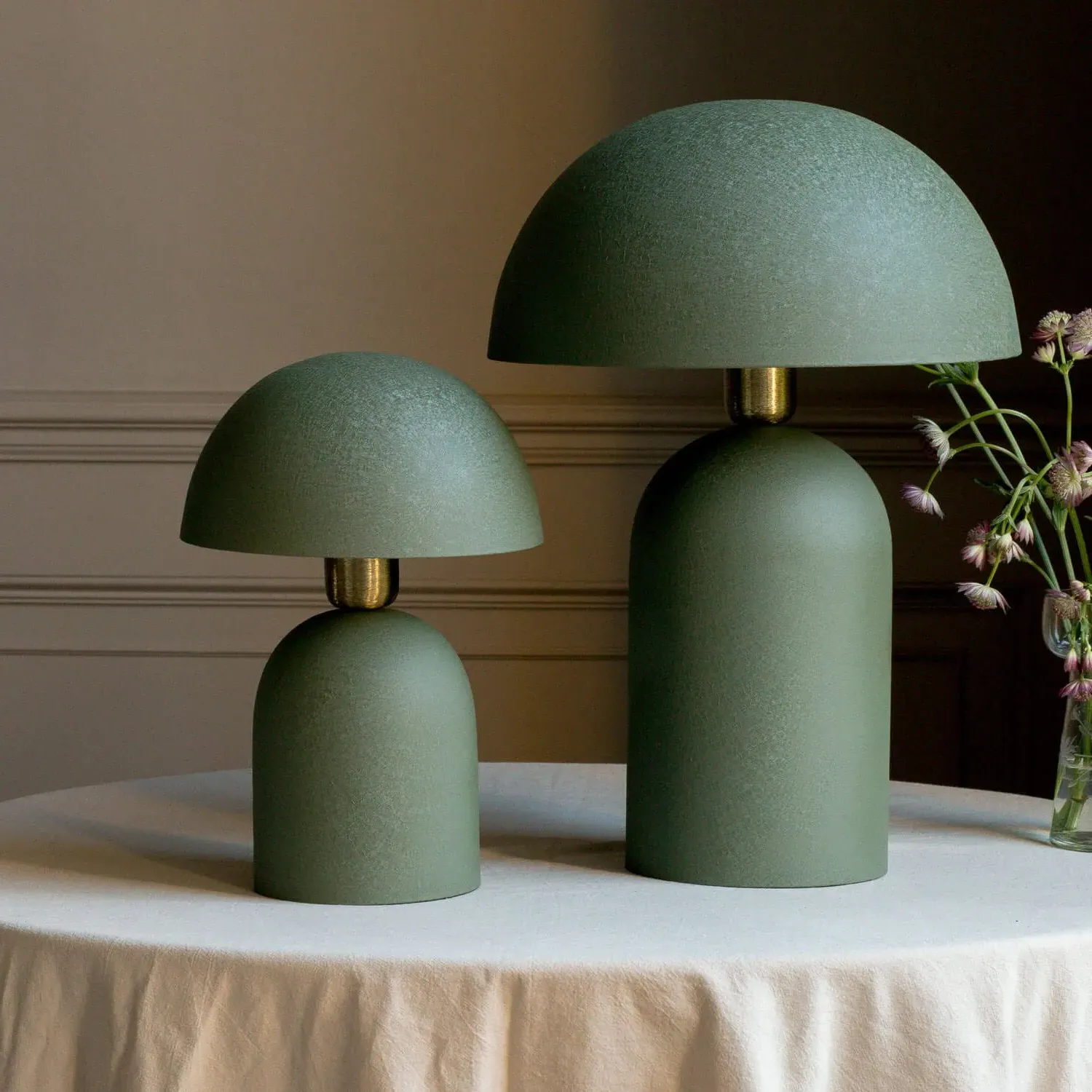 Small Textured Dome Table Lamp - Green