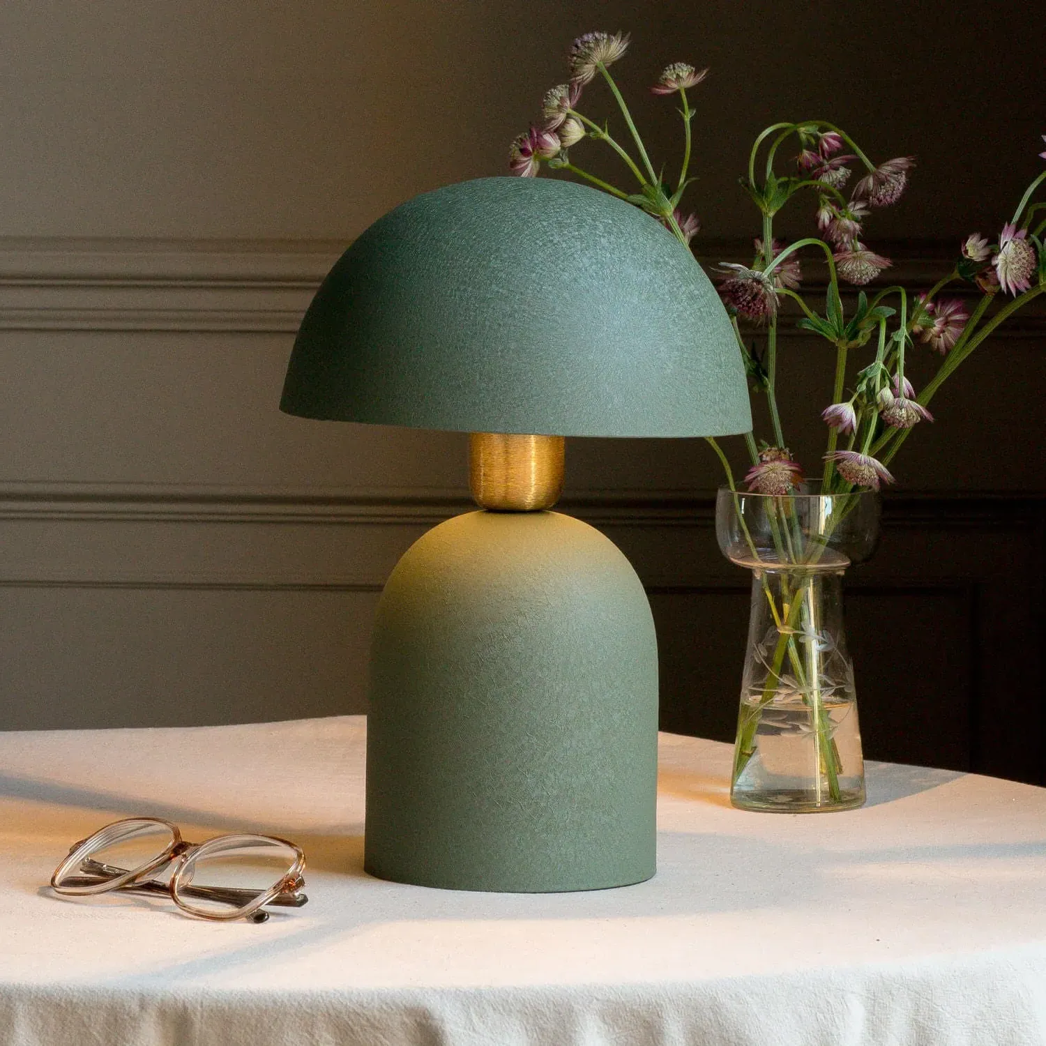 Small Textured Dome Table Lamp - Green