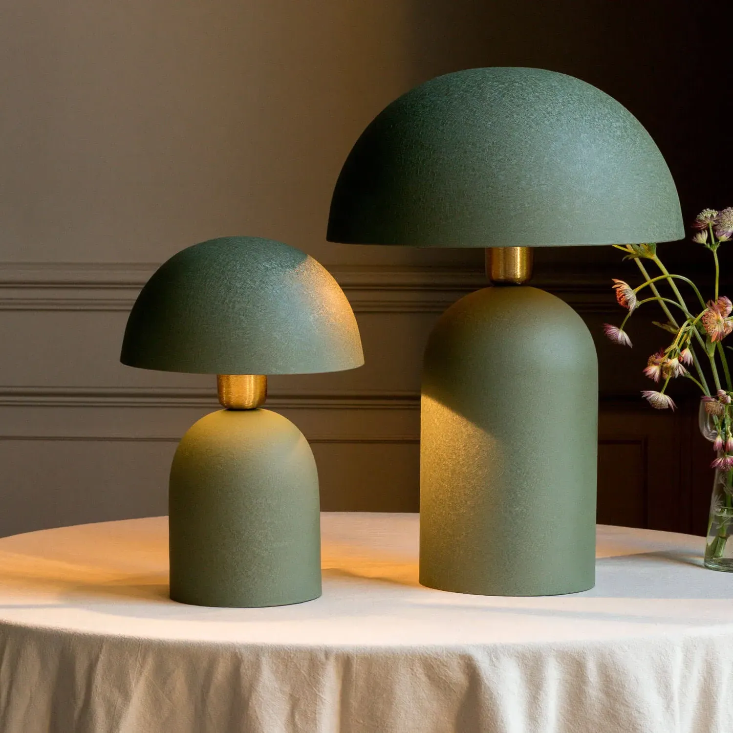 Small Textured Dome Table Lamp - Green image