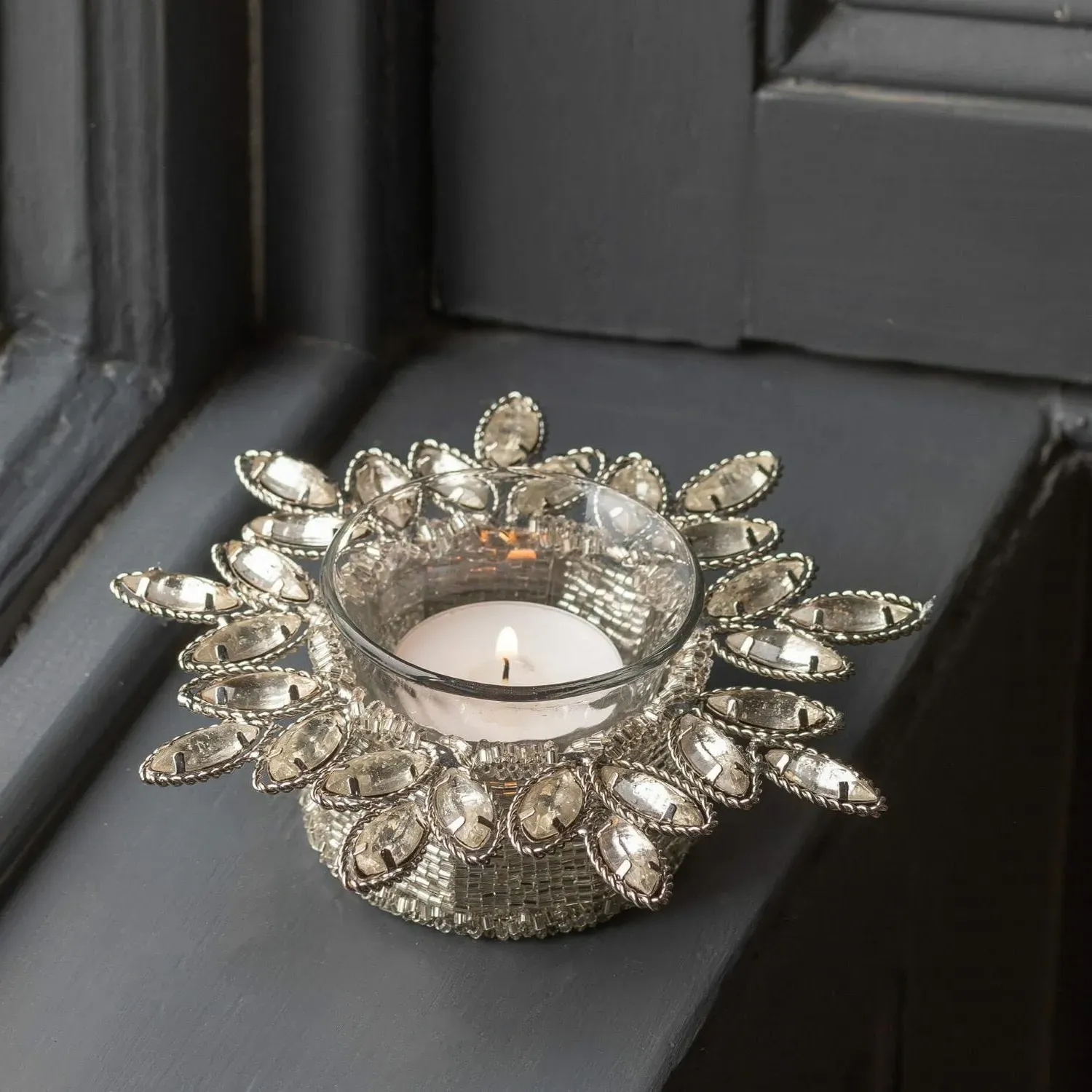 Snowflake Tealight Holder - Silver image