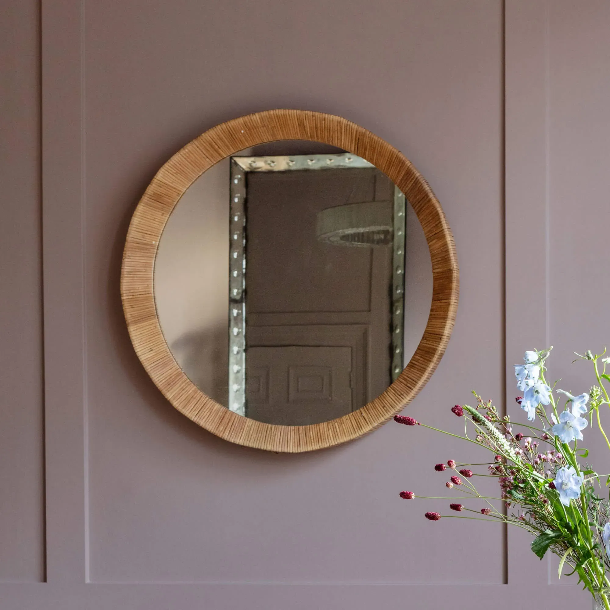 Sorrento Round Wall Mirror - Rattan
