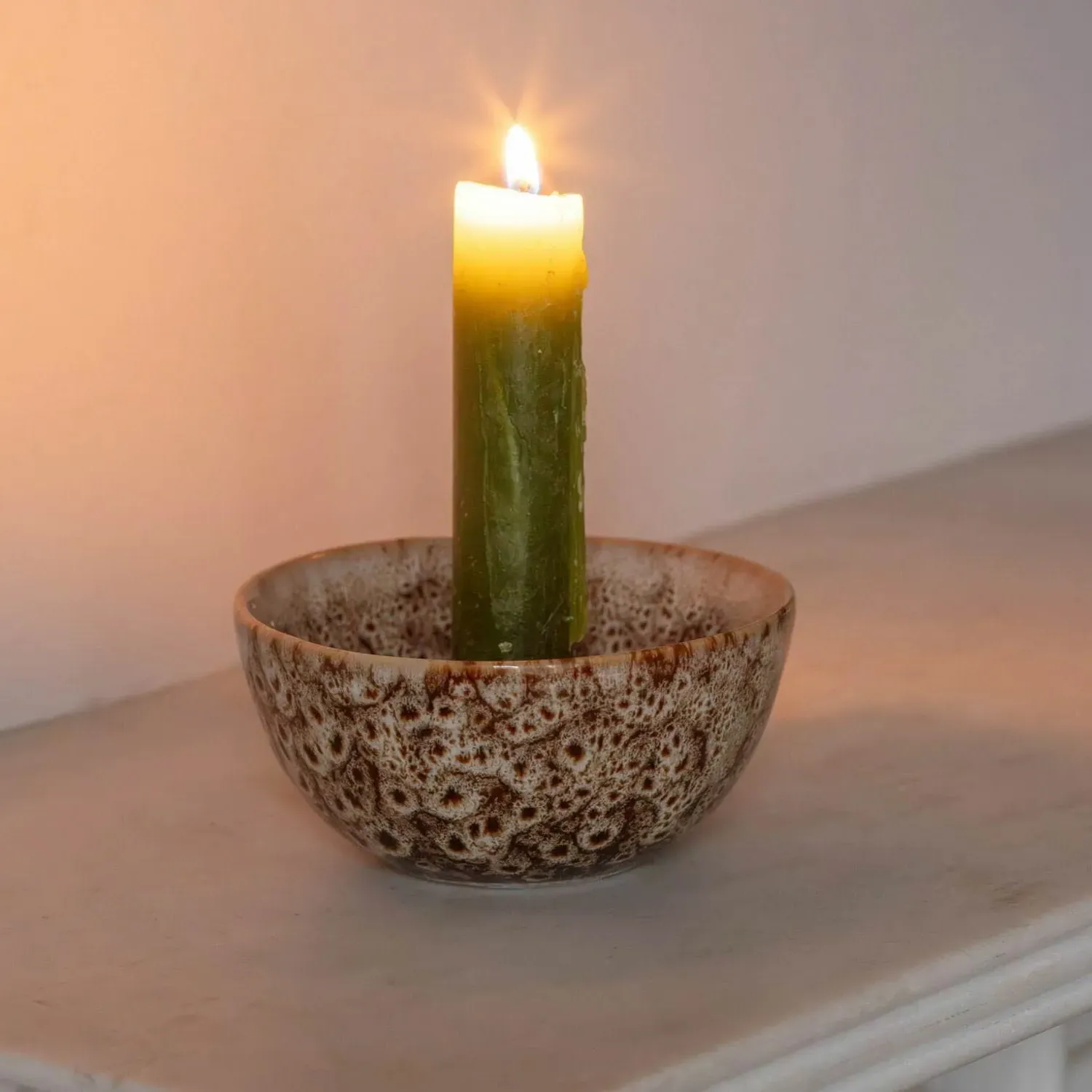 Speckled Candle Holder - Brown