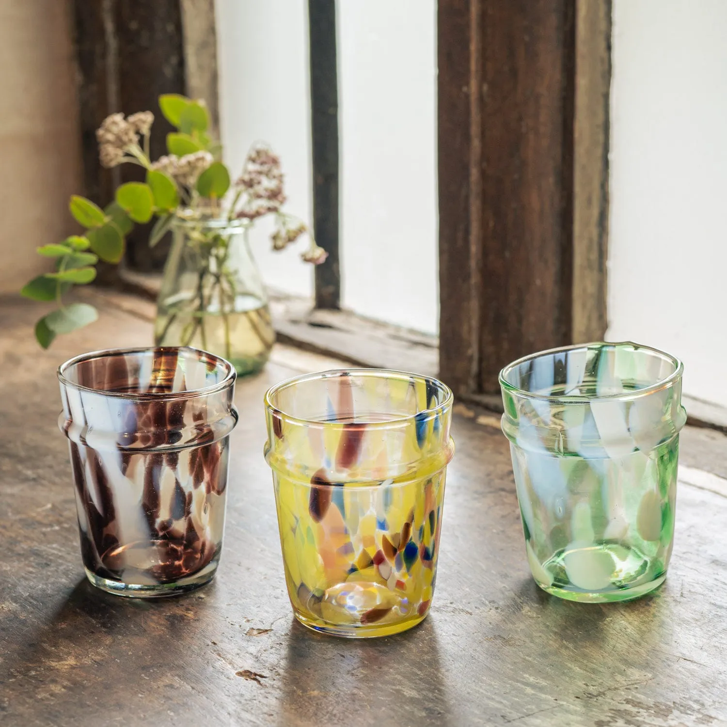 Speckled Drinking Glass - Brown & White image