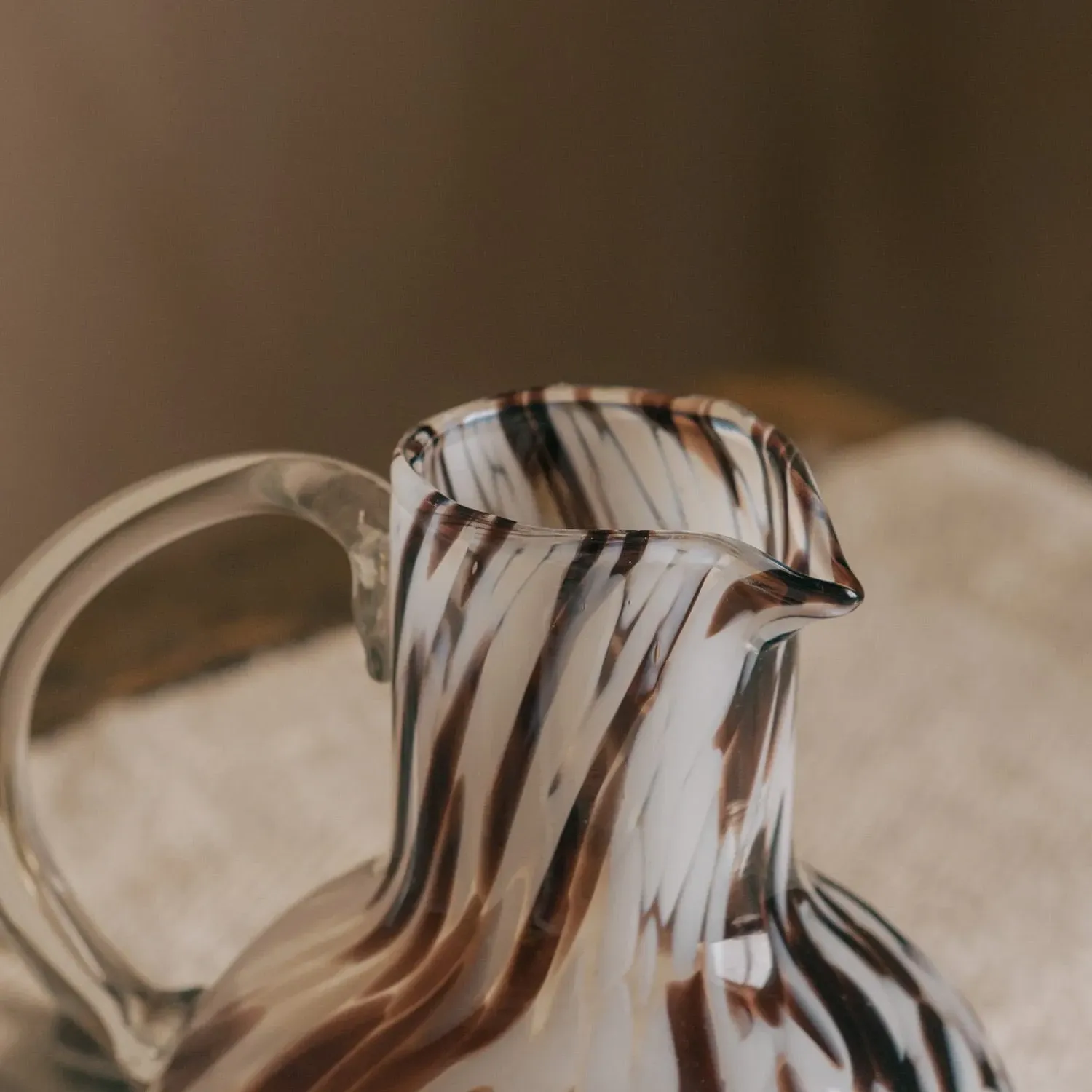 Speckled Glass Jug - Brown & White