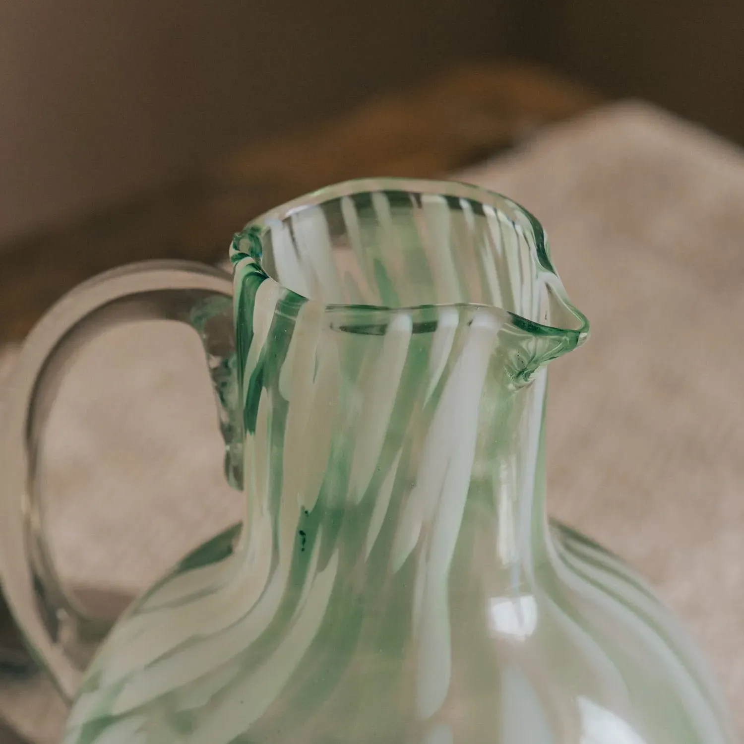 Speckled Glass Jug - Green & White