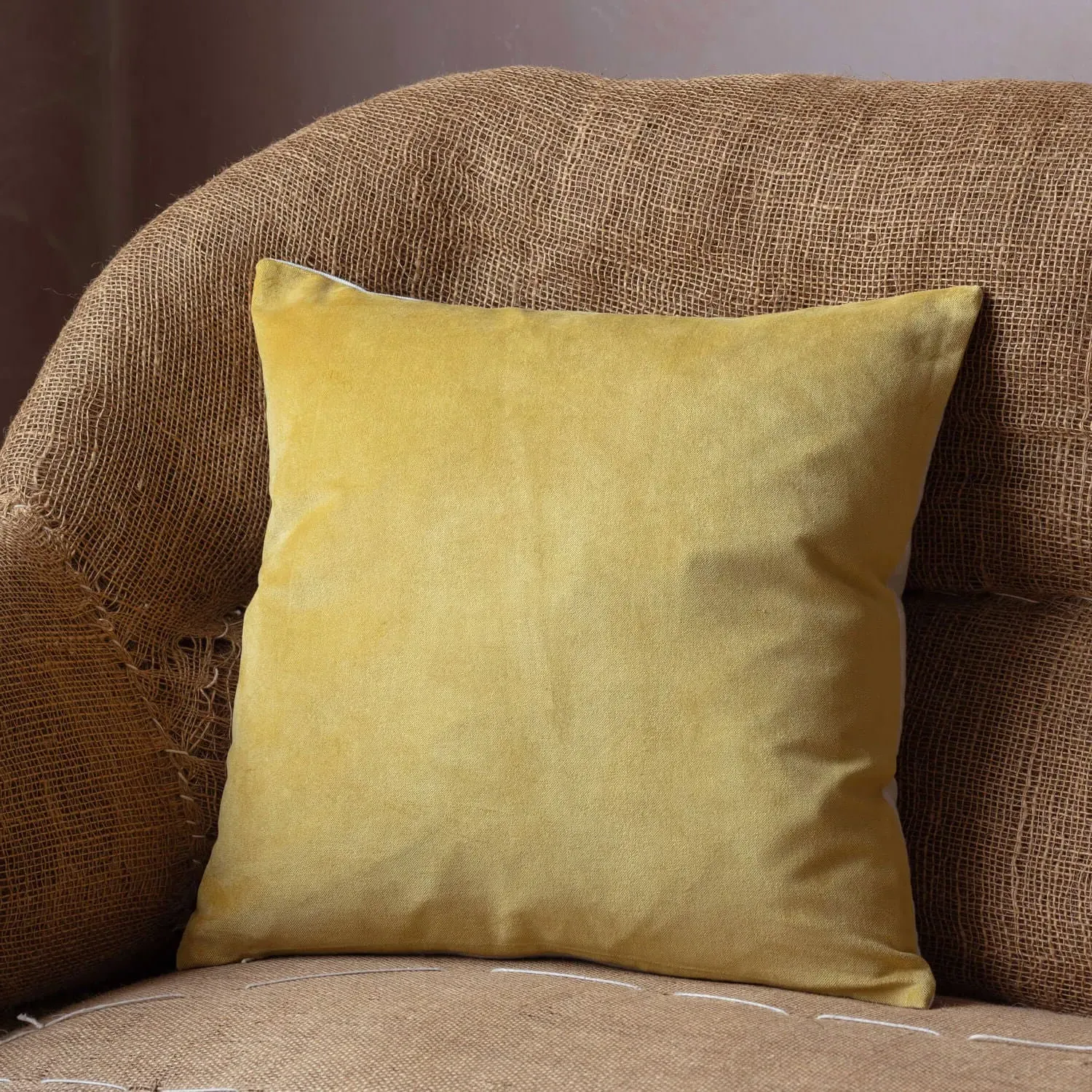 Square Cushion - Olive Green, Velvet