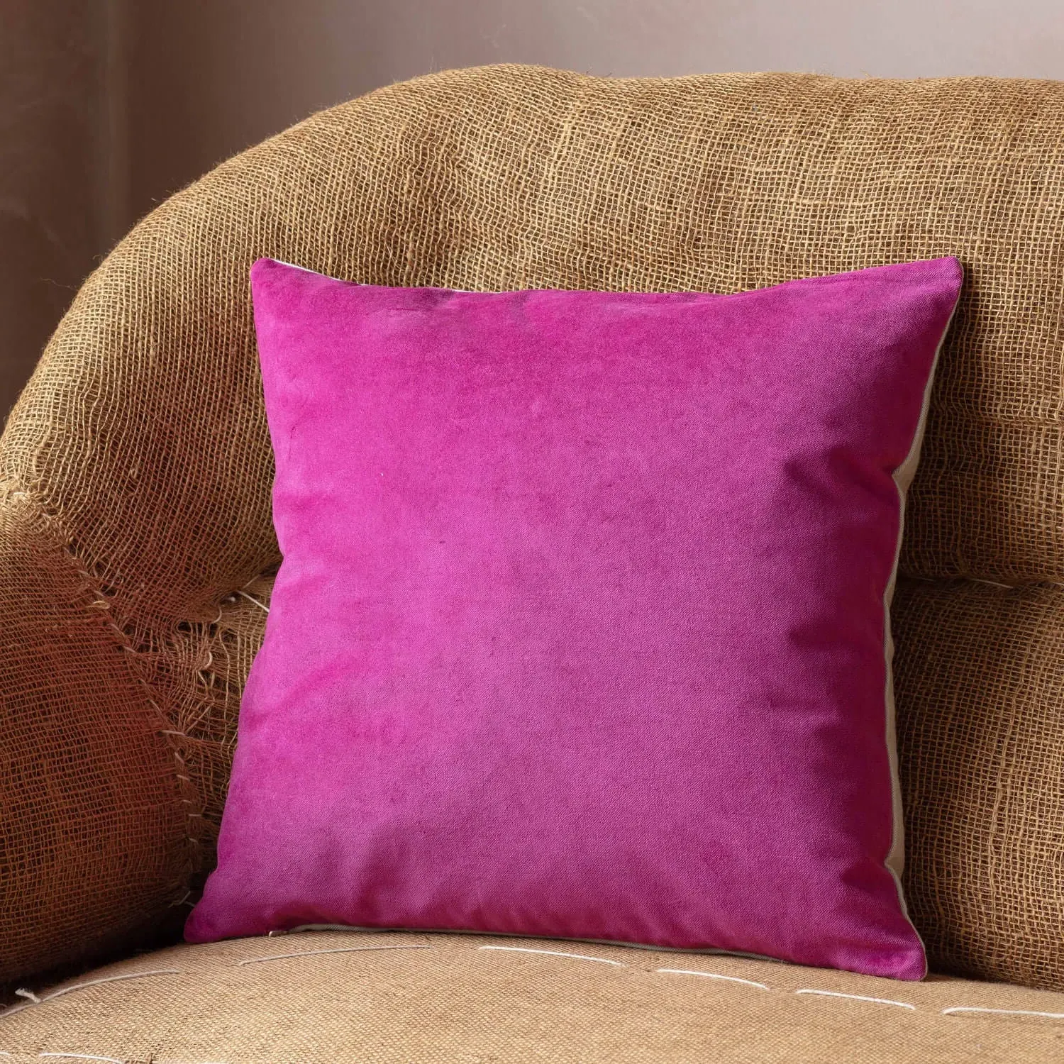 Square Cushion - Olive Green, Velvet