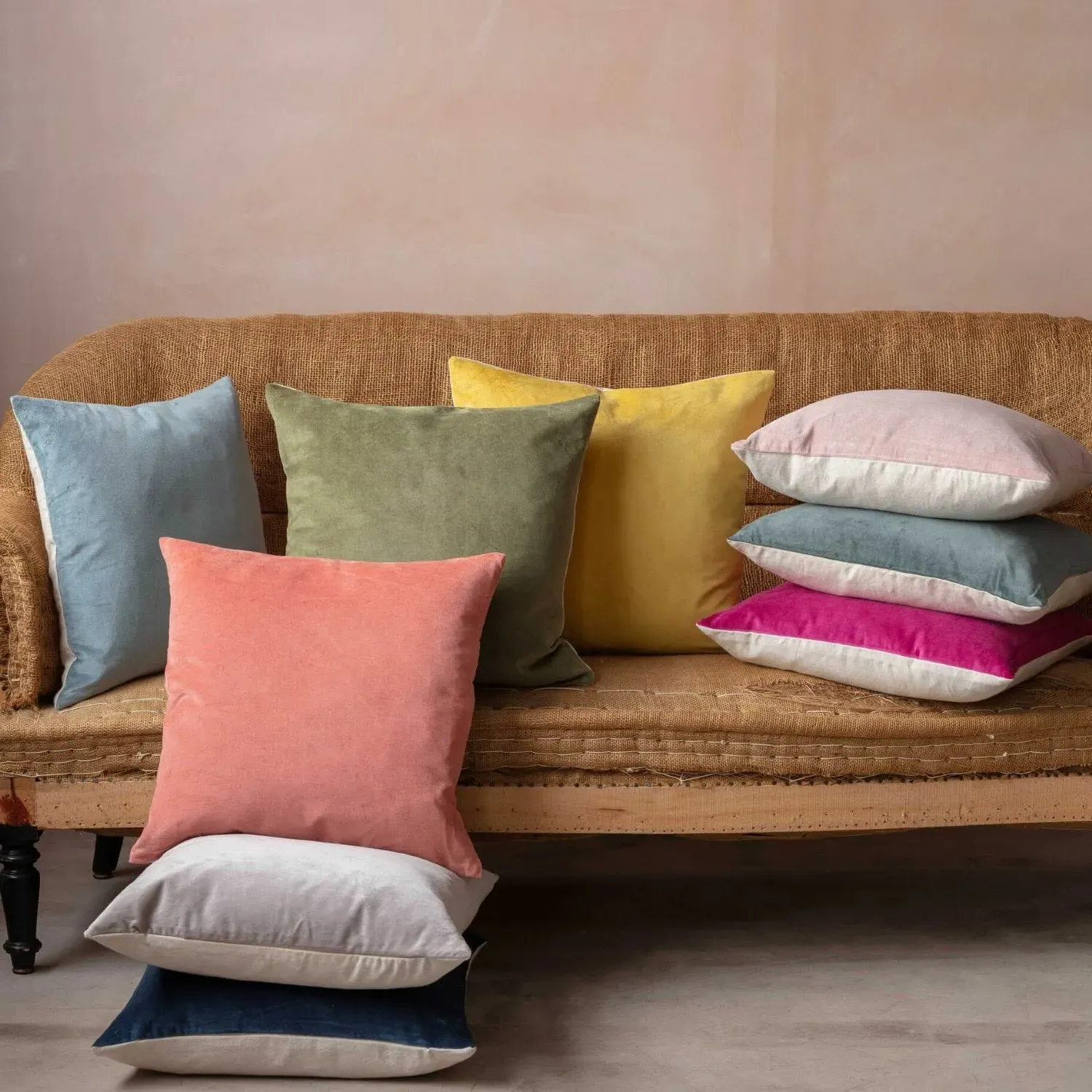 Square Cushion - Olive Green, Velvet image