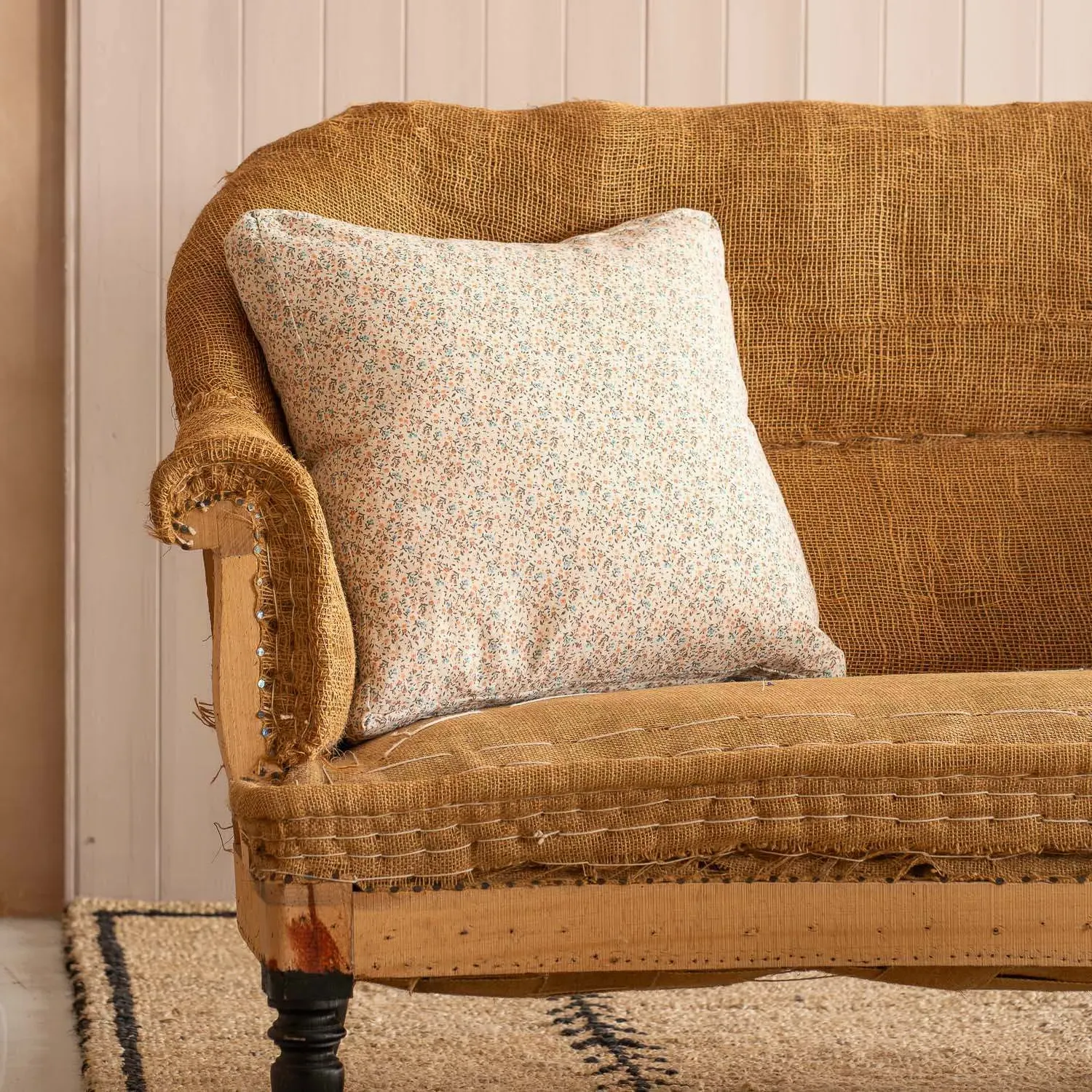 Square Cushion - Pink and Blue Floral, Cotton