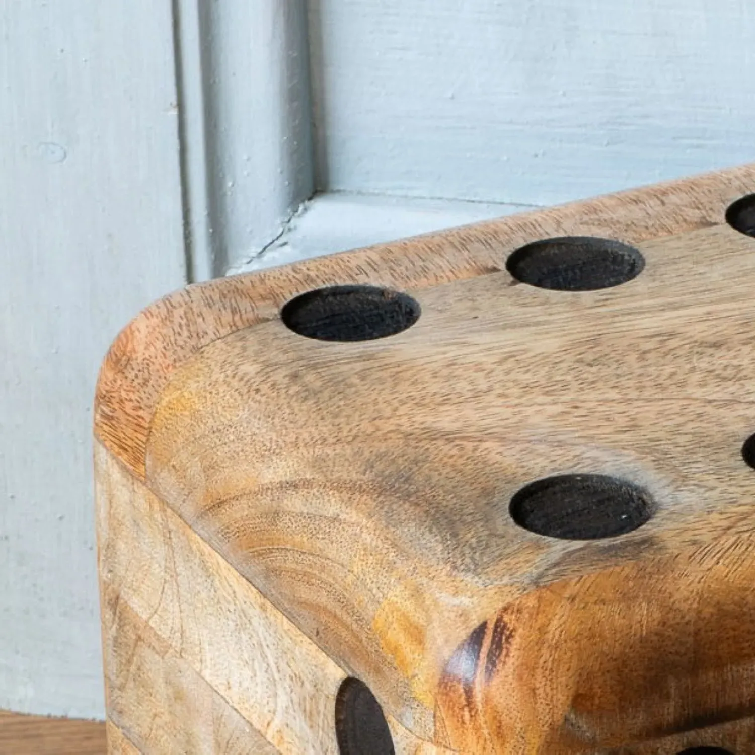 Square Dice Door Stop - Honey, Mango Wood