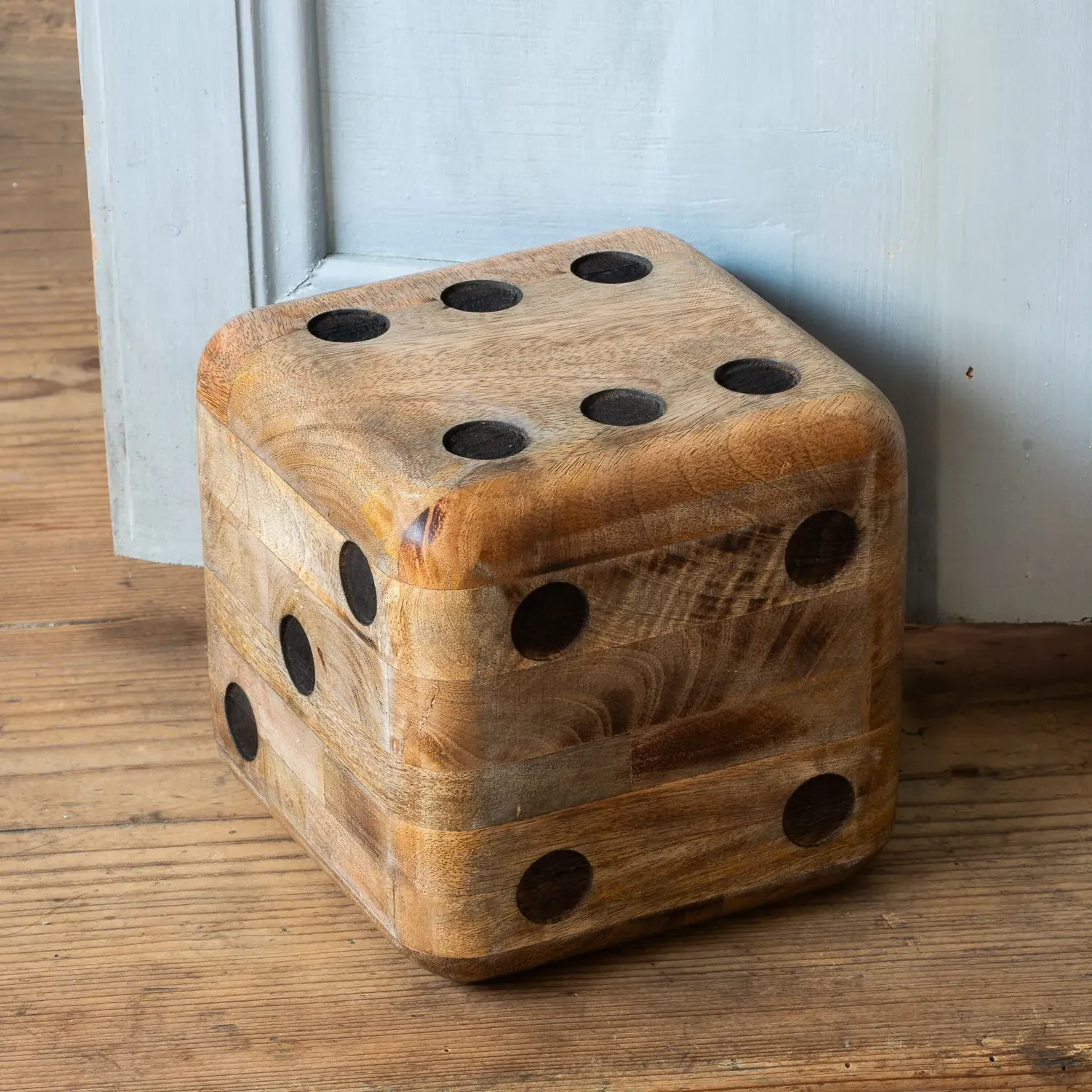 Square Dice Door Stop - Honey, Mango Wood