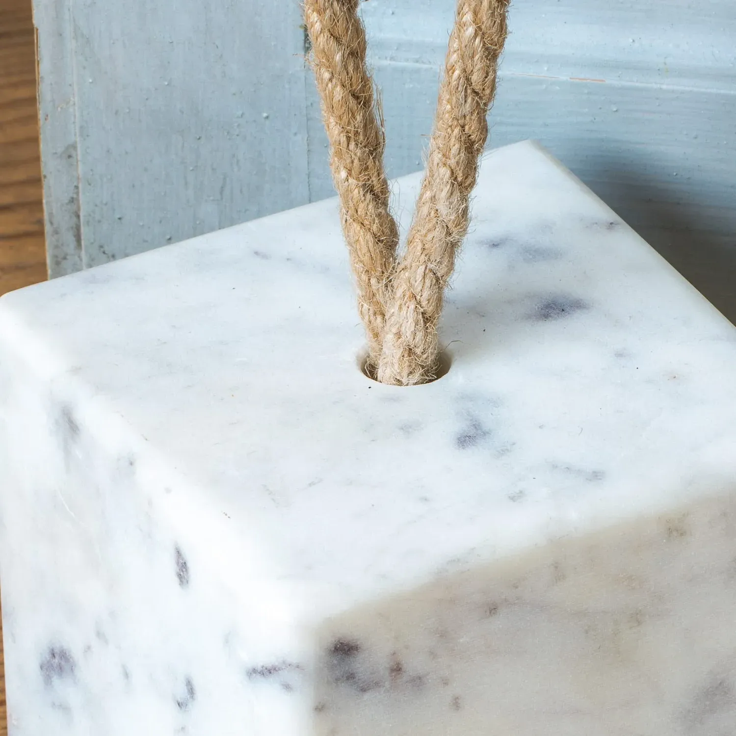Square Door Stop with Handle - White, Marble