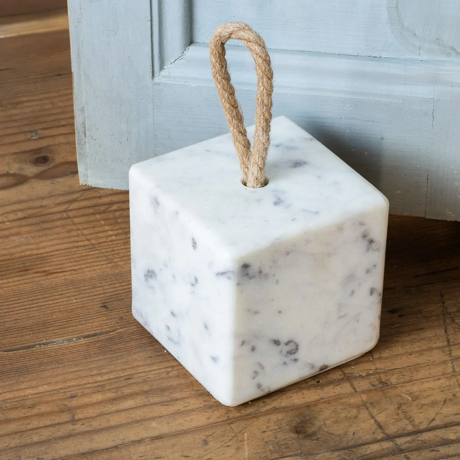 Square Door Stop with Handle - White, Marble image