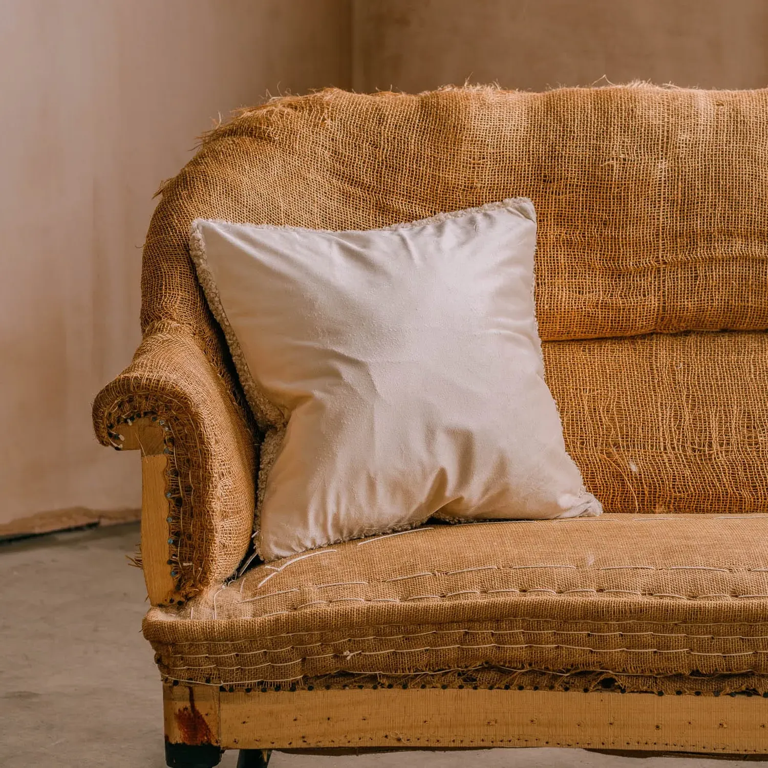 Square Faux Fur Cushion - Oatmeal