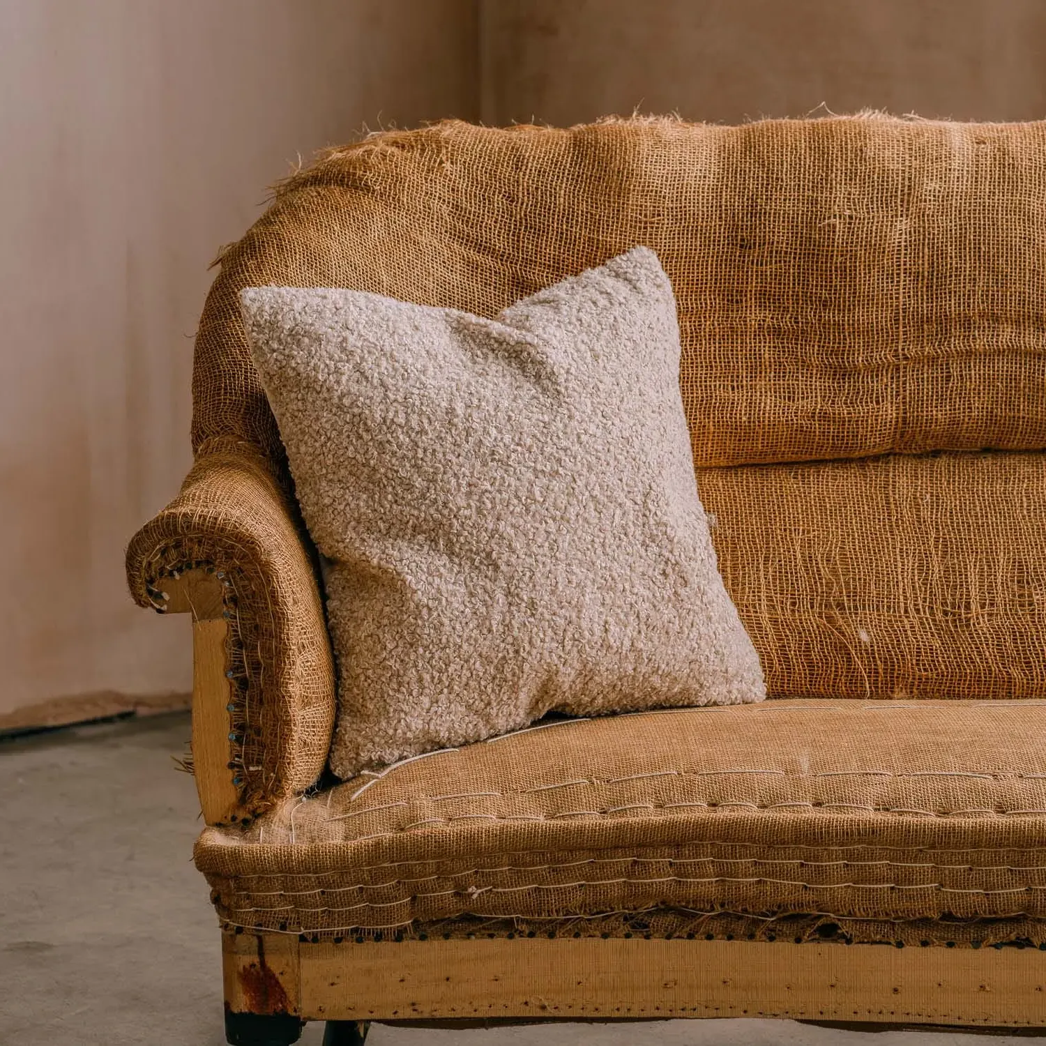 Square Faux Fur Cushion - Oatmeal