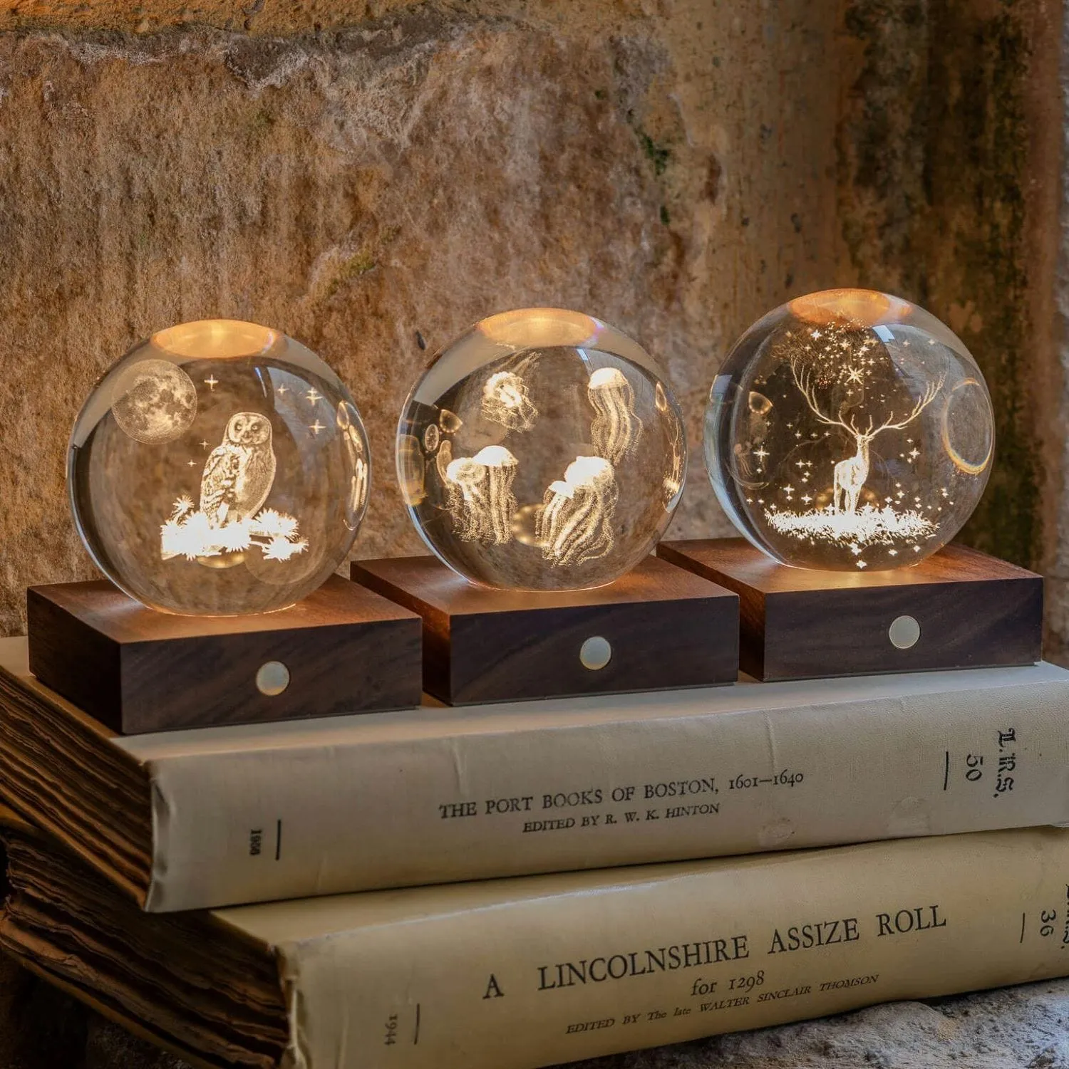 Stag Crystal Ball Light - Walnut