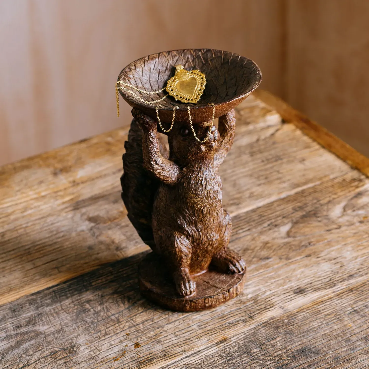 Standing Squirrel Trinket Dish - Resin